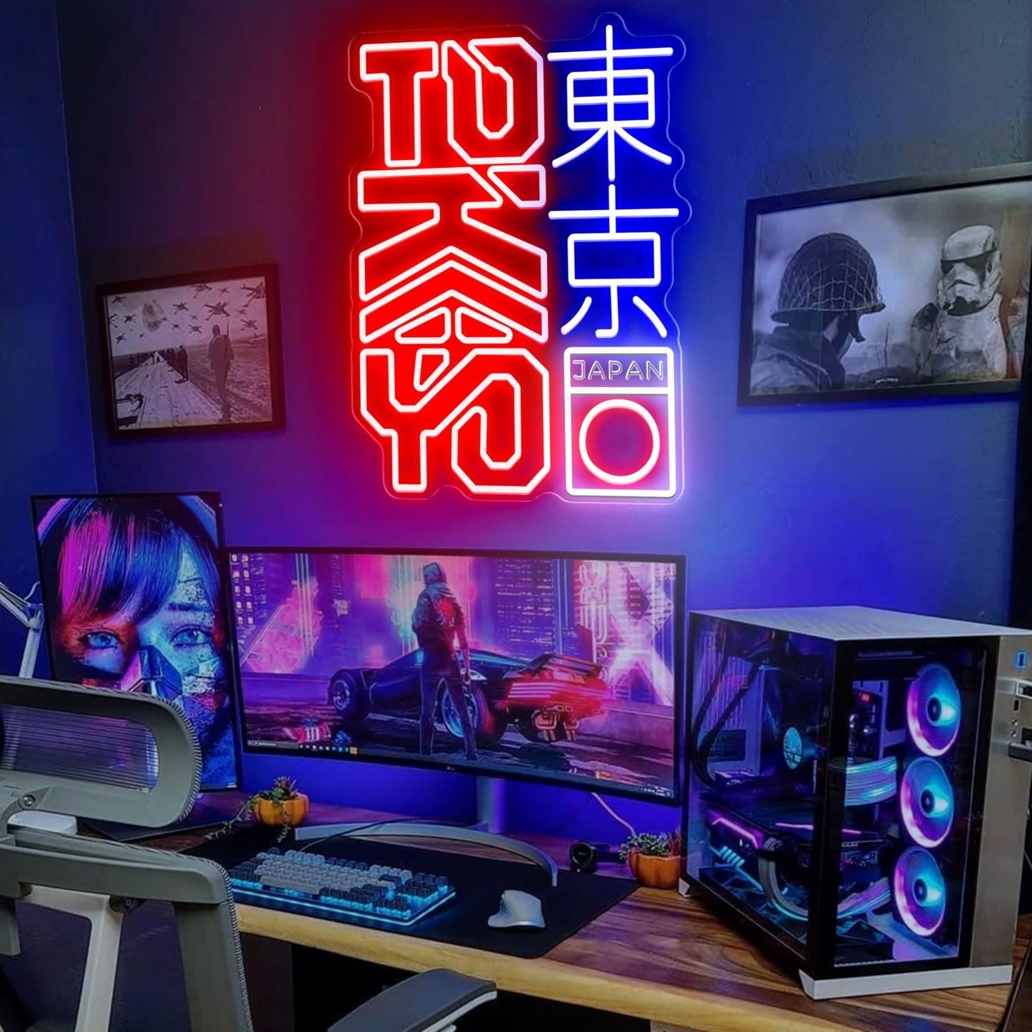 JOSEBRU Tokyo Neon Sign Dimmable Vibrant Japanese Kanji Art for Room Decor LED Neon Light Up Hanging Sign for Bar Pub Party Bedroom Home Decor 11.81"x16.14"