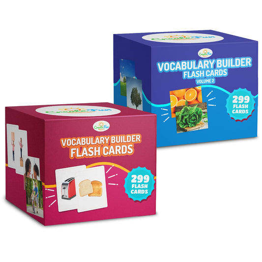 599 Vocabulary Builder Flash Cards Bundle Vol 1 & 2, Educational Photo Cards for Speech Therapy, ESL, Autism, Homeschool & Kids Includes Emotions, Go Together Opposites, Nouns, Prepositions and Verbs