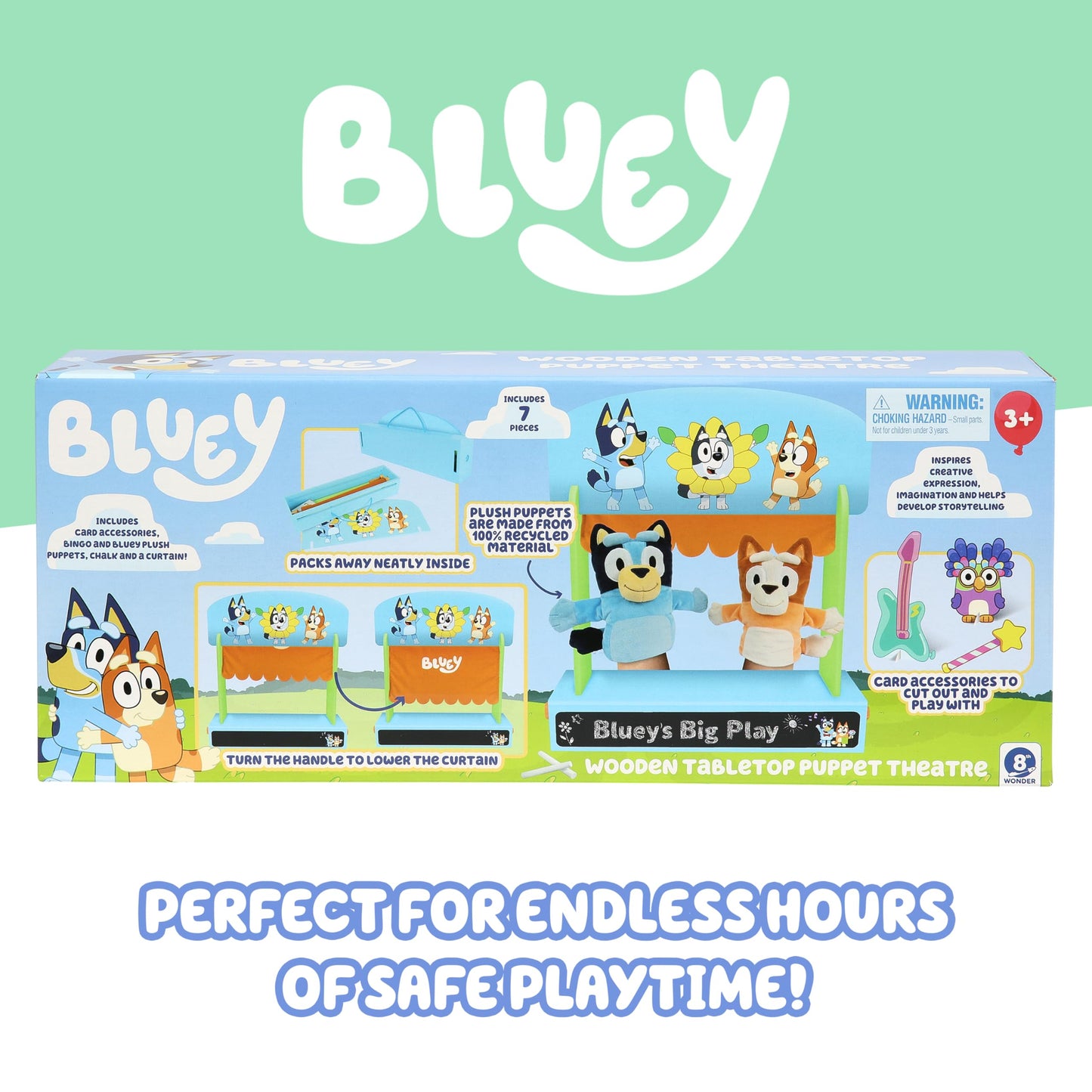Bluey – Puppet Theater – Colorful Wooden Play Set with Theater and Puppets – FSC-Certified Material – Imaginative Fun for Ages 3 Years and Up