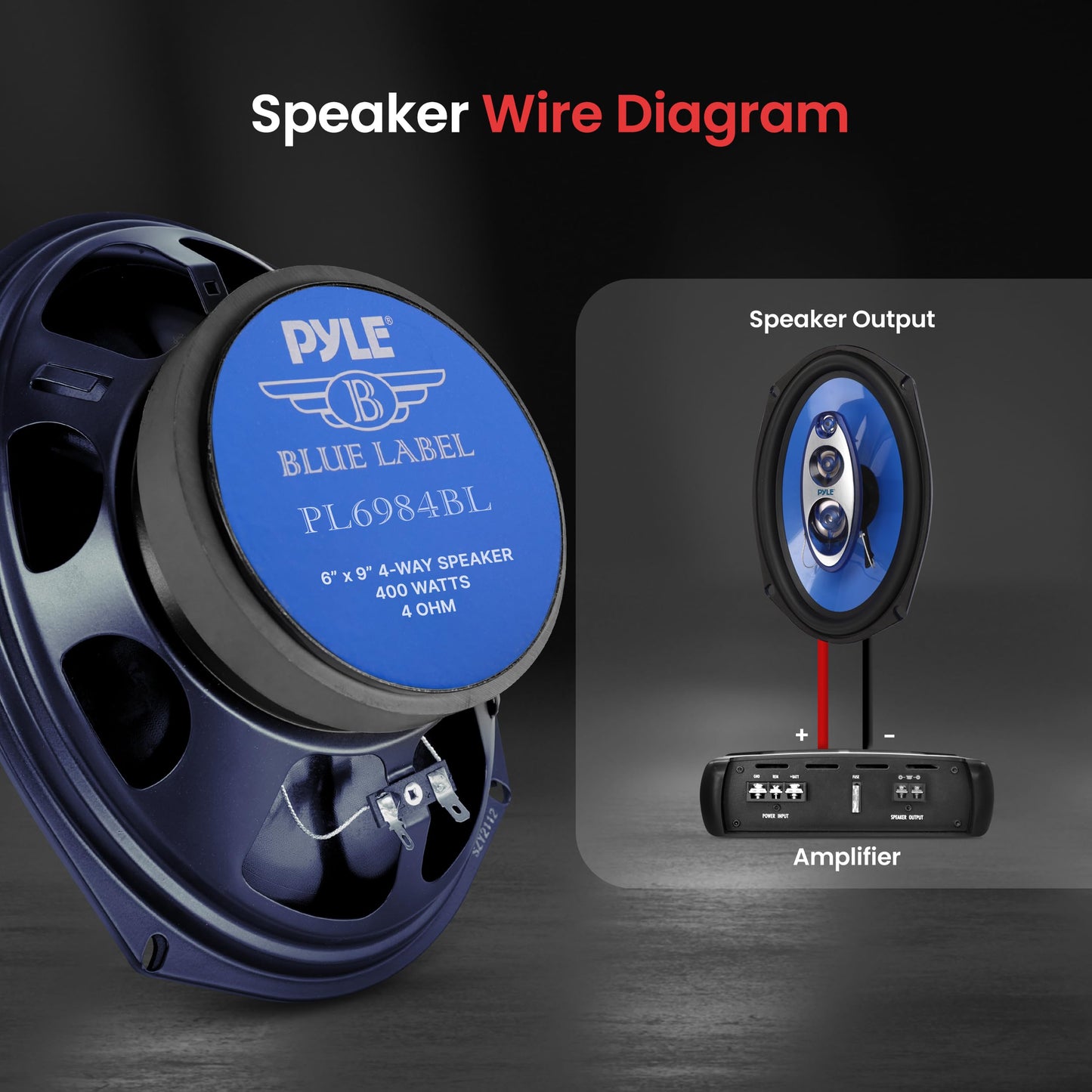 6” x 8” Car Sound Speaker (Pair) - Upgraded Blue Poly Injection Cone 3-Way 360 Watts w/ Non-fatiguing Butyl Rubber Surround 70 - 20Khz Frequency Response 4 Ohm & 1" ASV Voice Coil - Pyle PL683BL