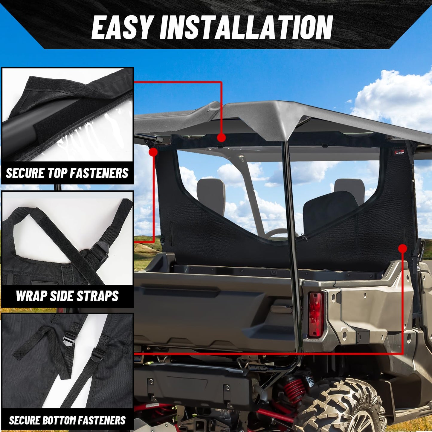 StarknightMT Pioneer 1000-5 Rear Window - Waterproof UTV Mid Panel With Zipper Compatible With Pioneer 1000-5 2016-2025 0SR95-HL4-211A Pioneer 1000 5 Accessories