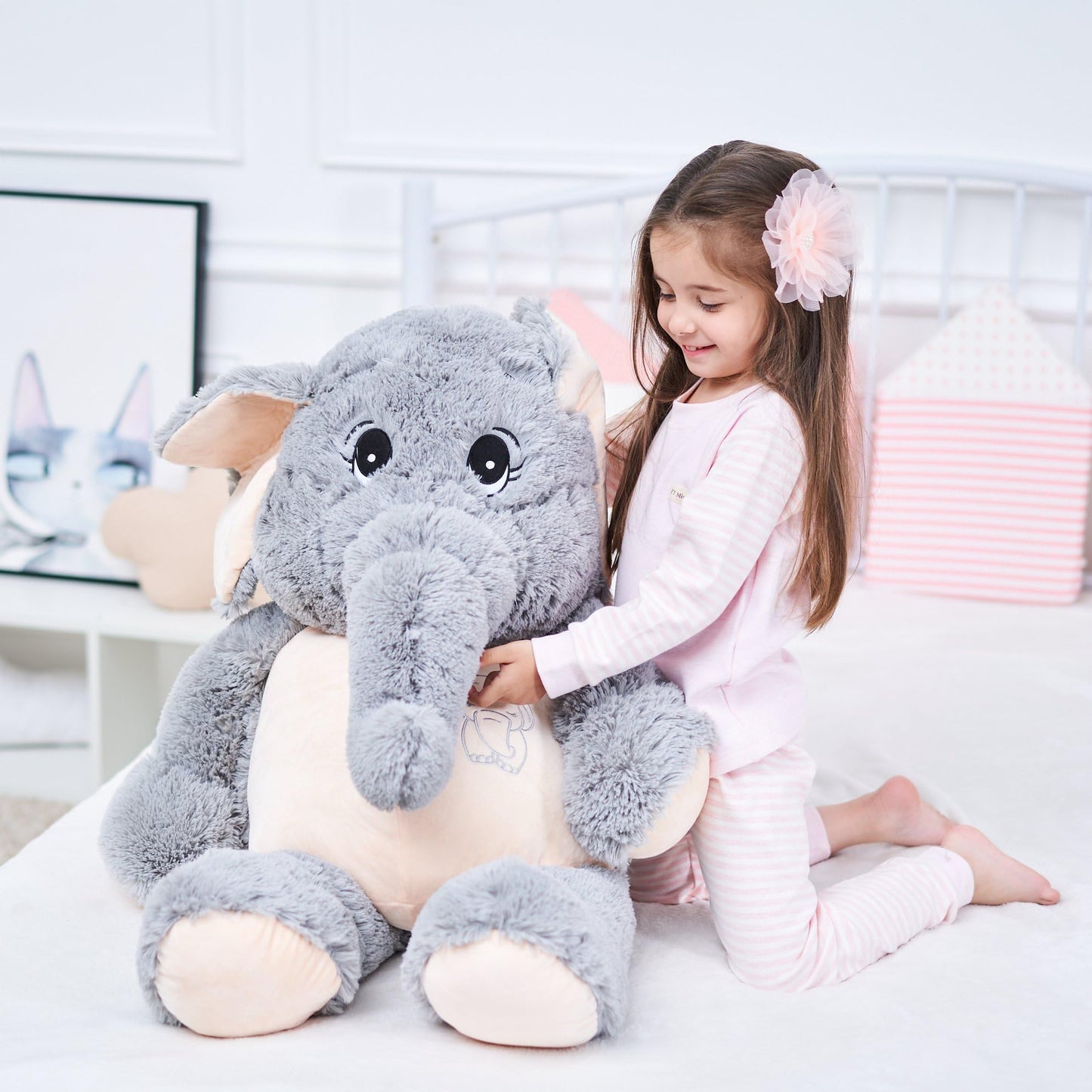 IKASA Giant Elephant Stuffed Animal Plush Toys Gifts Gray (Gray, 39 inches)
