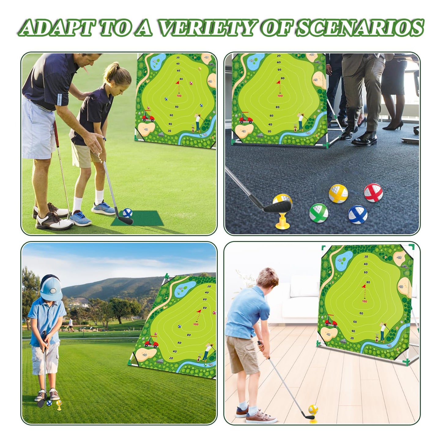 Mostop Golf Chipping Game Set - Large Backyard Cornhole Game Includes Putting Mat, 24 Sticky Balls, Scoreboard, Club, Carrying Bag - Golf Target Yard Games for Golfers Indoor Outdoor, Gift for Dad