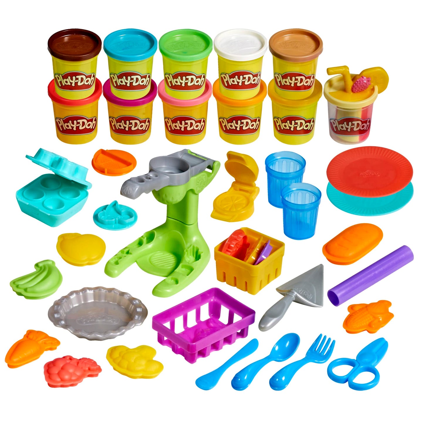 Play-Doh Farmer's Market Toy Kitchen Playset with 28 Play Food Accessories & 11 Colors Including Specialty Smoothie Can (Amazon Exclusive)