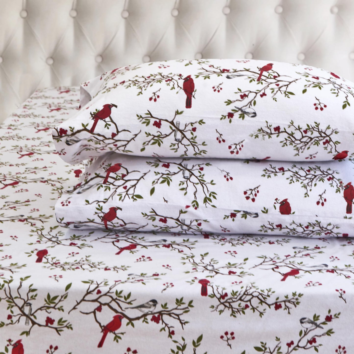 Elegant Comfort Ultra Soft 4-Piece 100% Turkish Cotton Flannel Sheet Set - Holiday Christmas Flannel Sheets, Warm and Cozy Premium Quality, Deep Pocket Fitted Sheet- King, Cardinal