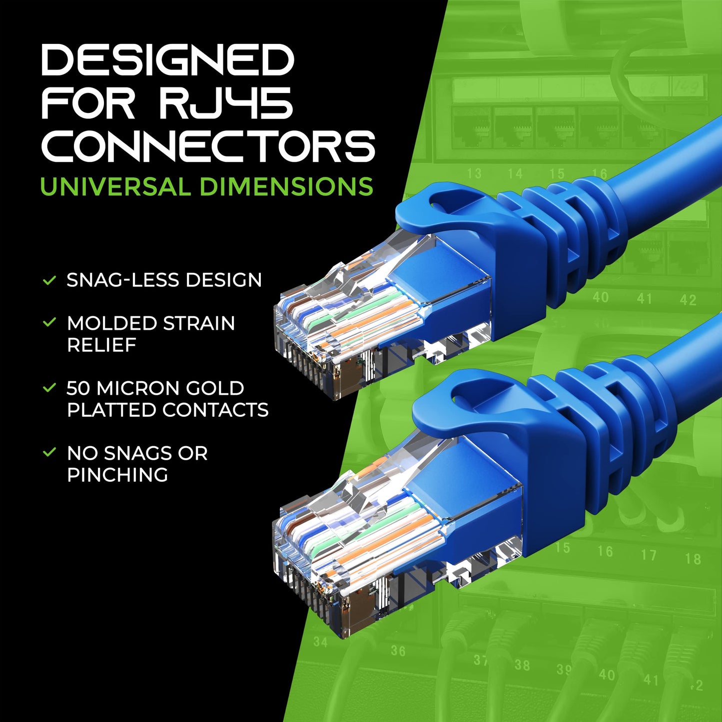 GEARit 20-Pack Cat6 Patch Cable 10 Feet Cat 6 Ethernet Cable Snagless Flexible Soft Tab - Premium Series - Blue