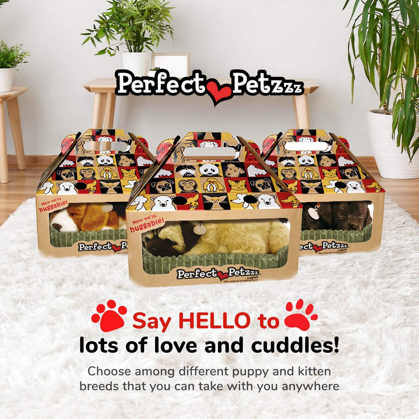 Original Petzzz Huggable Pug Puppy, Dog Toys for Kids and Elderly, Realistic Dog Stuffed Animals, Battery-Operated Stuffed Dog, Companion Interactive Pets with Synthetic Fur - Perfect Petzzz