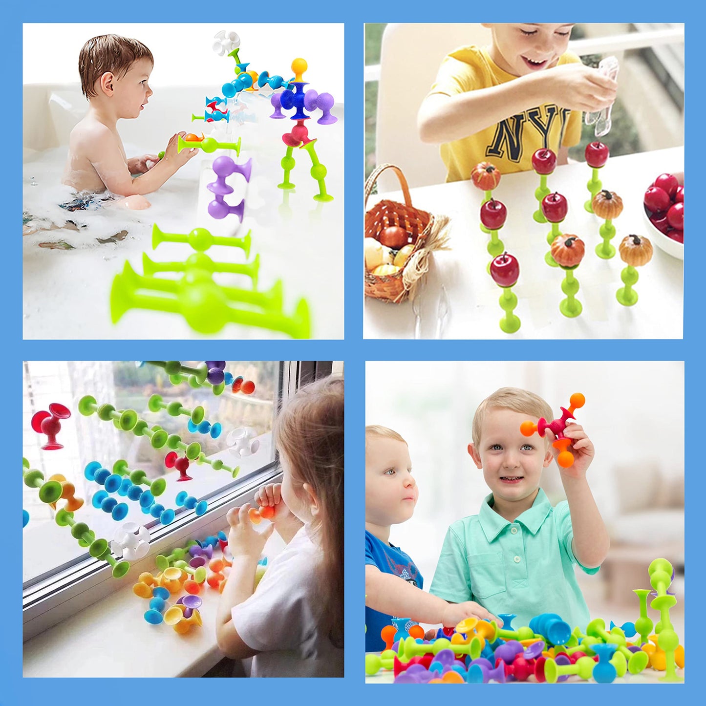 48 Piece Suction Cup Toys Construction Set - Stem Learning Toys - Silicone Building Blocks DIY Blocks Toys-Darts Sucker Toys are Fun Bath Toys,Sensory Toy for Toddlers 3 Year Old Boys and Girls