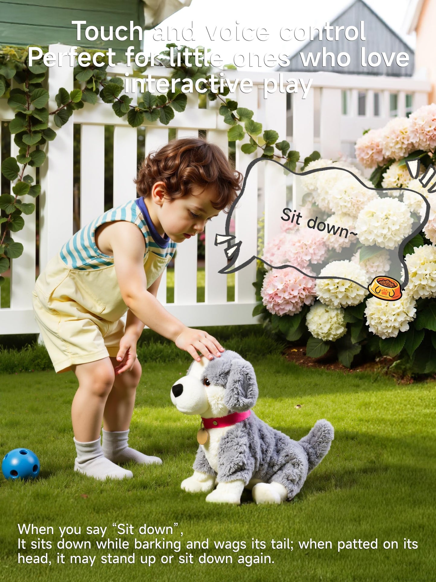 eJog Pup Electronic Interactive Plush Dog, Realistic Robot Puppy Toy, Singing, Walking, Talking, Barking, Tail-Wagging, Voice-Activated Control Stuffed Animal Pet Toys Gift for Baby