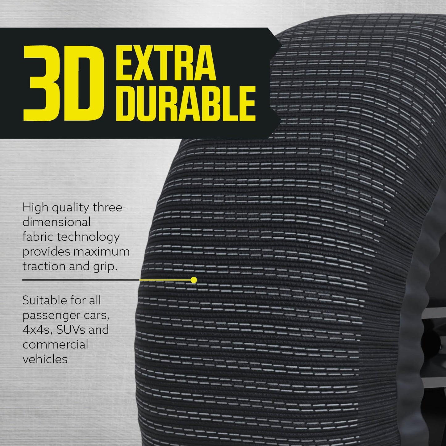 Snow Socks for Tires - Great Alternative to Tire Chains for Cars, 3D Fabric for Maximum Tire Traction & Grip, Fits SUVs, Most Subaru Models, Minivans, Pickups & Sedans (Set of 2) - Medium