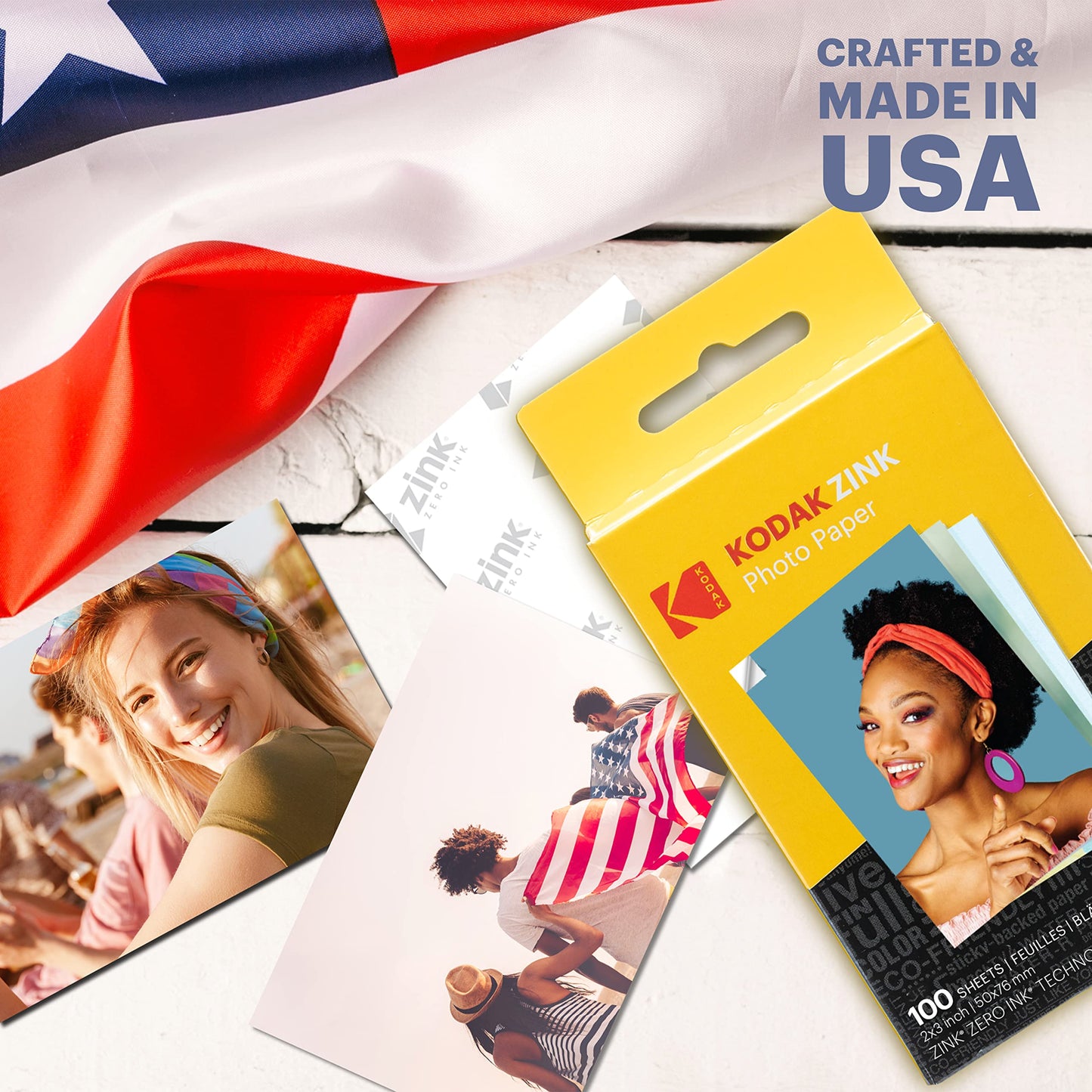KODAK 2x3 Premium Sticky-Backed ZINK Photo Paper (100 Sheets) - Compatible With Kodak Step, Step Slim, Printomatic, Printomatic+, Smile+, Step Touch
