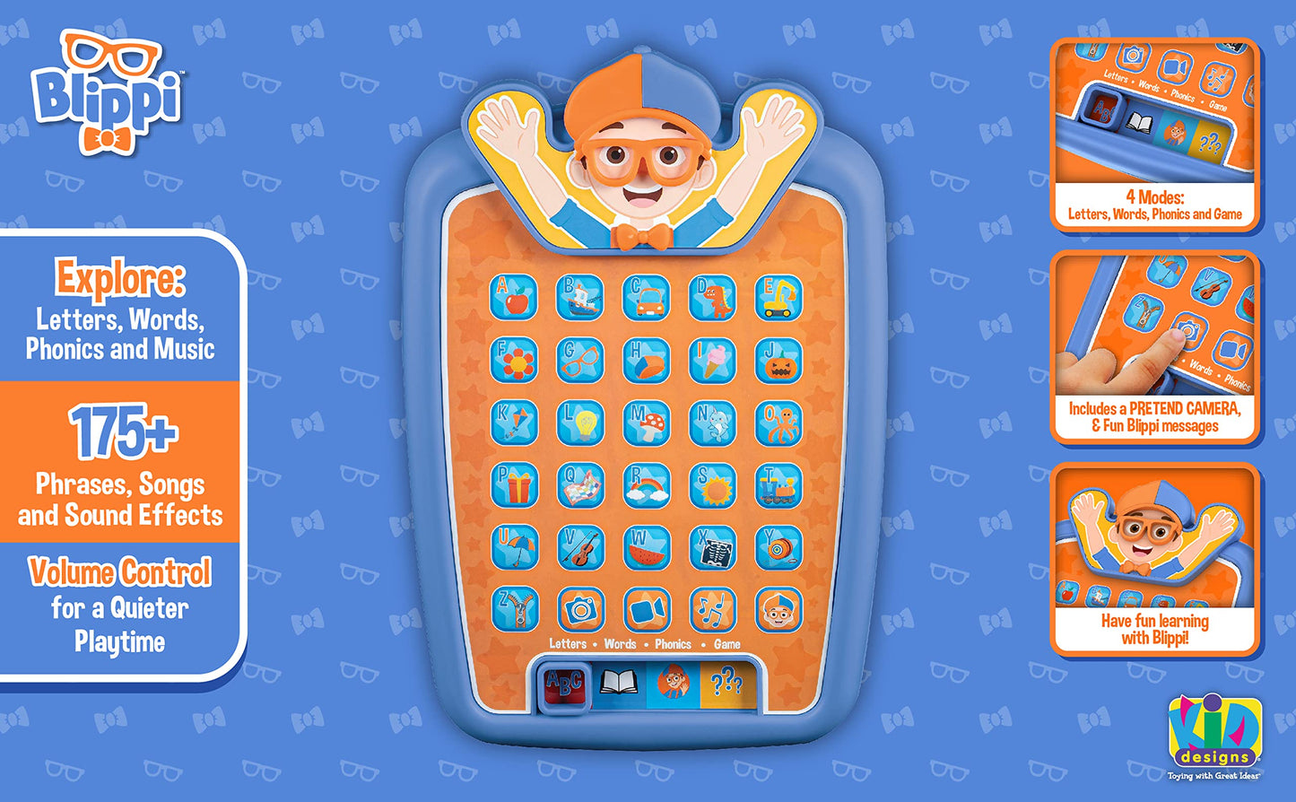 SWEYOGURT ekids Blippi Kids Tablet for Preschool Learning, Toddler Tablet with Educational Games and ABC Learning for Toddlers and Fans of Blippi Toys
