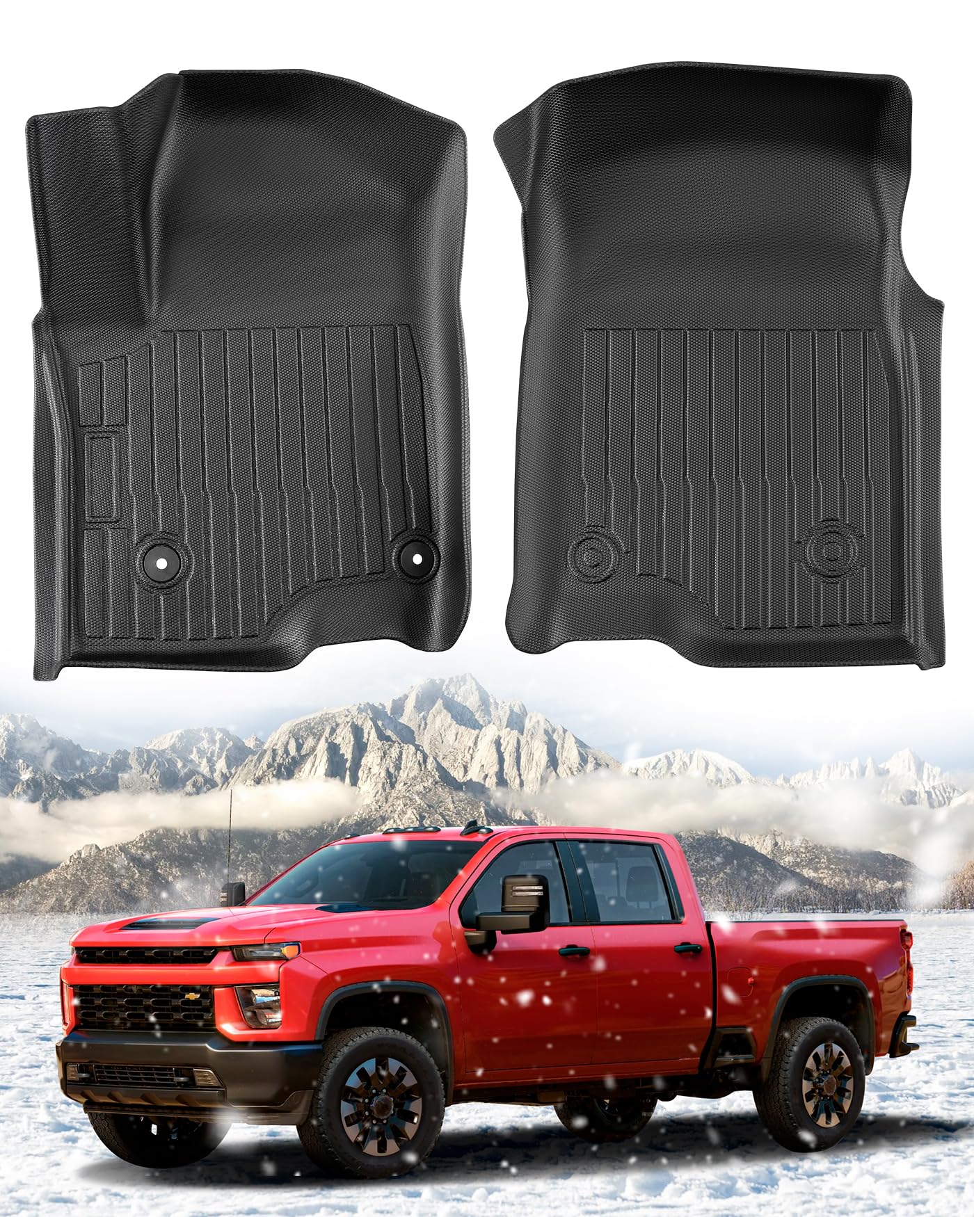 Floor Mats for Chevy Silverado Sierra: 2019-2026 1500 2500HD 3500HD Truck Front Liners,All Weather Car Accessories Double & Crew Cab Only Carpet for Chevrolet Silverado for GMC Sierra 2026 2025-2019