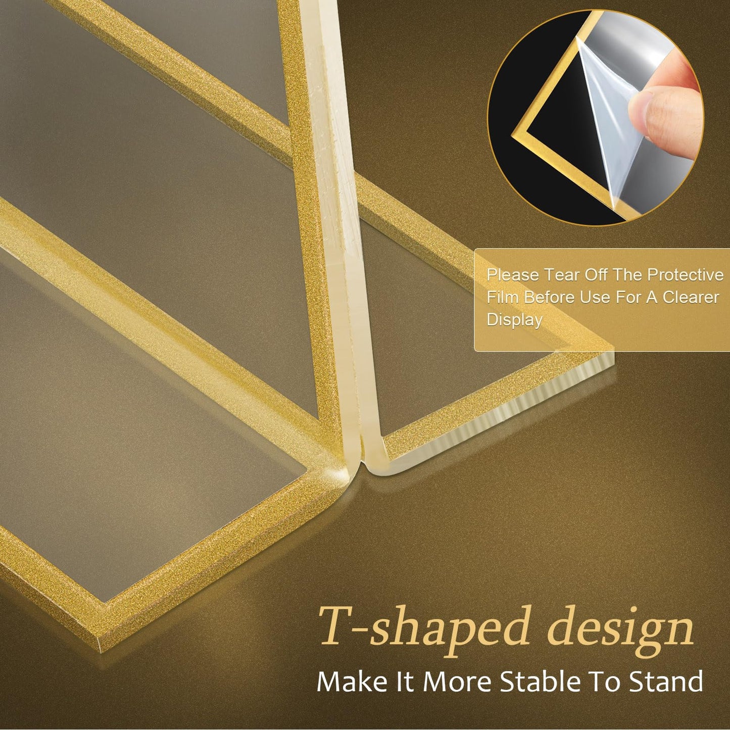 Hoteam 24 Pack 4 x 6/6 x 4 Clear Acrylic Sign Holder with Gold Border, Gold Picture Frame, Double Sided Wedding Table Number, Acrylic Menu Stands for Wedding Table, Restaurant Sign, Photos Display