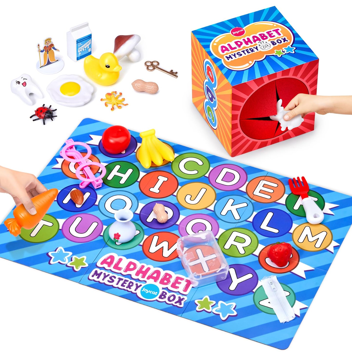 JoyCat Alphabet Mystery Box for Kids - 26 PCS Letters Sorting Matching Game Activities Letter Sounds Fine Motor Learning Toys for Preschool Kindergarten Classroom Gift for 3+ Years Kids Toddlers