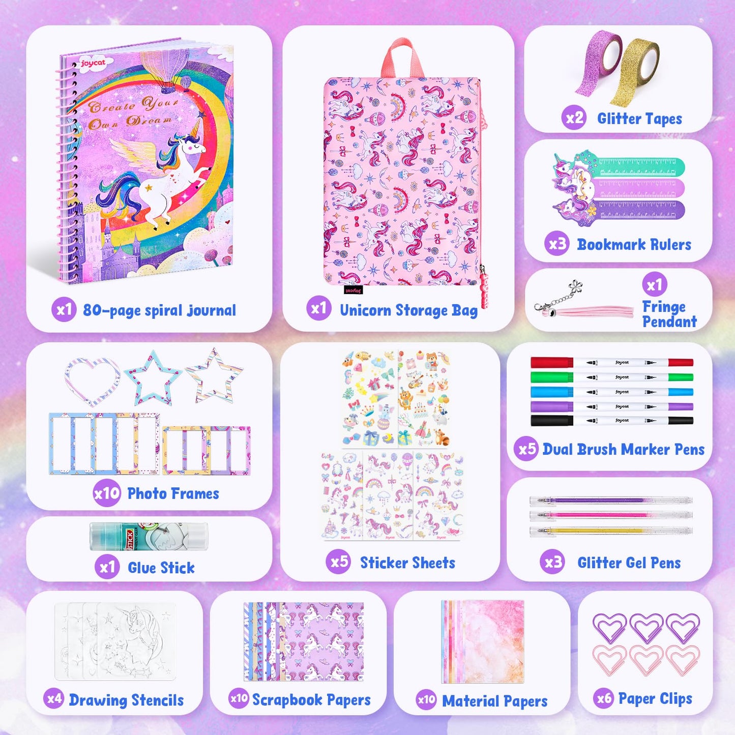 JoyCat DIY Journaling Kit with Storage Bag Diary for Girls 8 9 10 11 12 Year Old Scrapbook Art Crafts for Kids Teen Girl Journal Set Supplies Birthday Gift