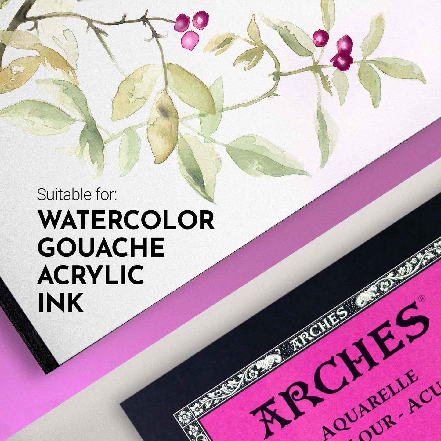 Arches Watercolor Pad, Hot Press, 11.69x16.53 inches, 12 Sheets - Professional Art Paper for Watercolor Gouache Ink Acrylic