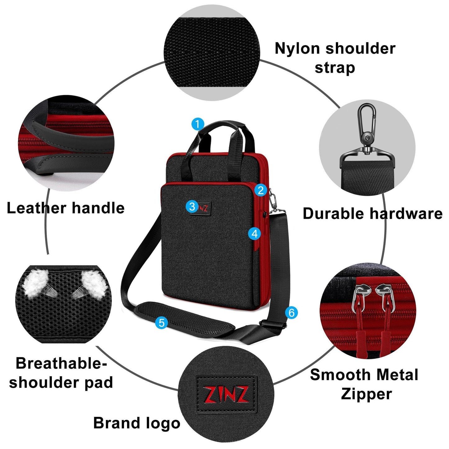ZINZ Laptop Case 12.9 13 Shoulder Bag, Expandable Handbag with Valuables Compartment Compatible with MacBook Air/Pro/Neo 13" M5/M4/M3/M2/M1, iPad 12.9/13/11, Water-Resistant & Shockproof,B01K02