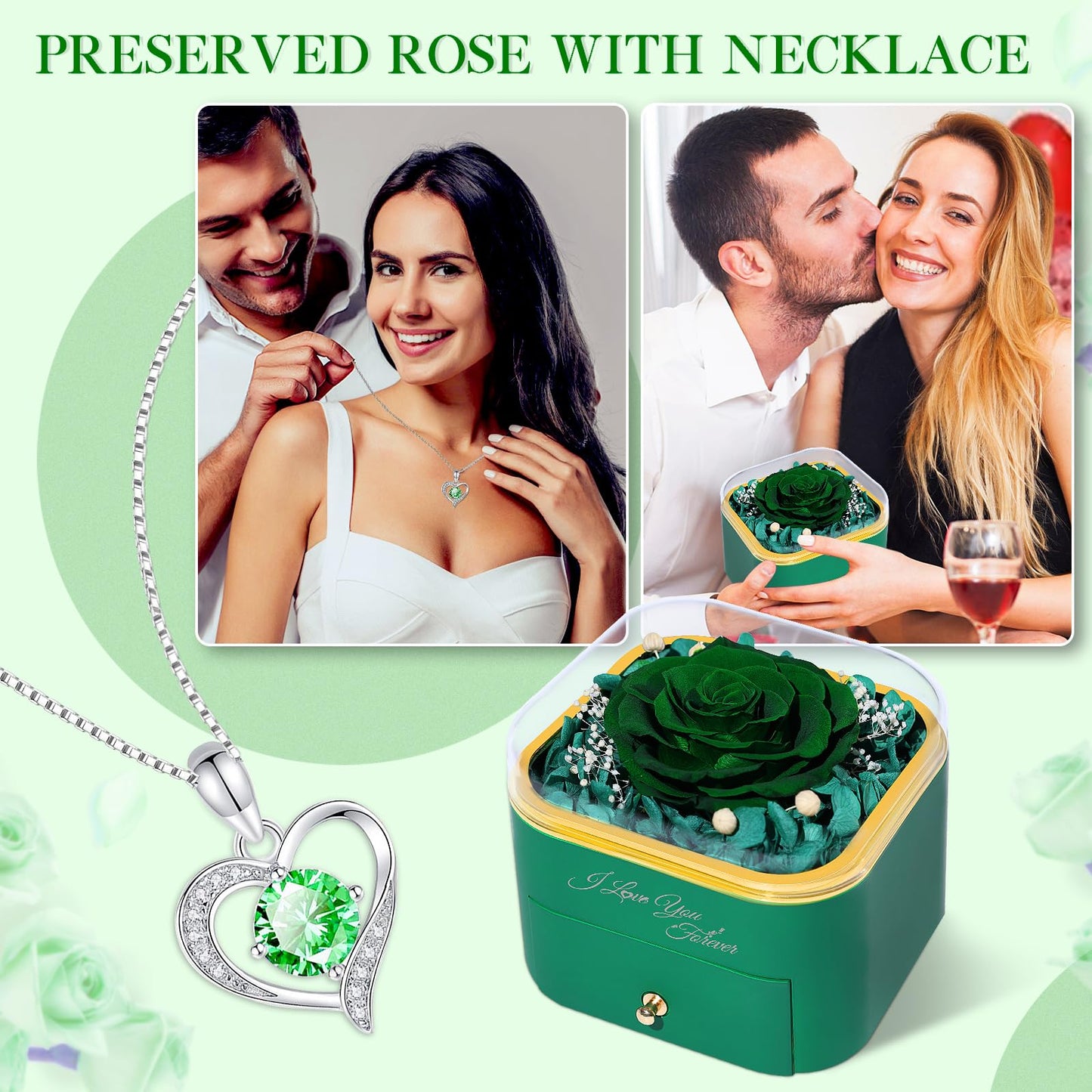 Beferr Birthday Gifts for Women Preserved Real Rose with Necklace Eternal Roses Forever Flowers for Delivery Anniversary Mothers Gifts for Mom Her Grandma Wife Sister from Daughter Son