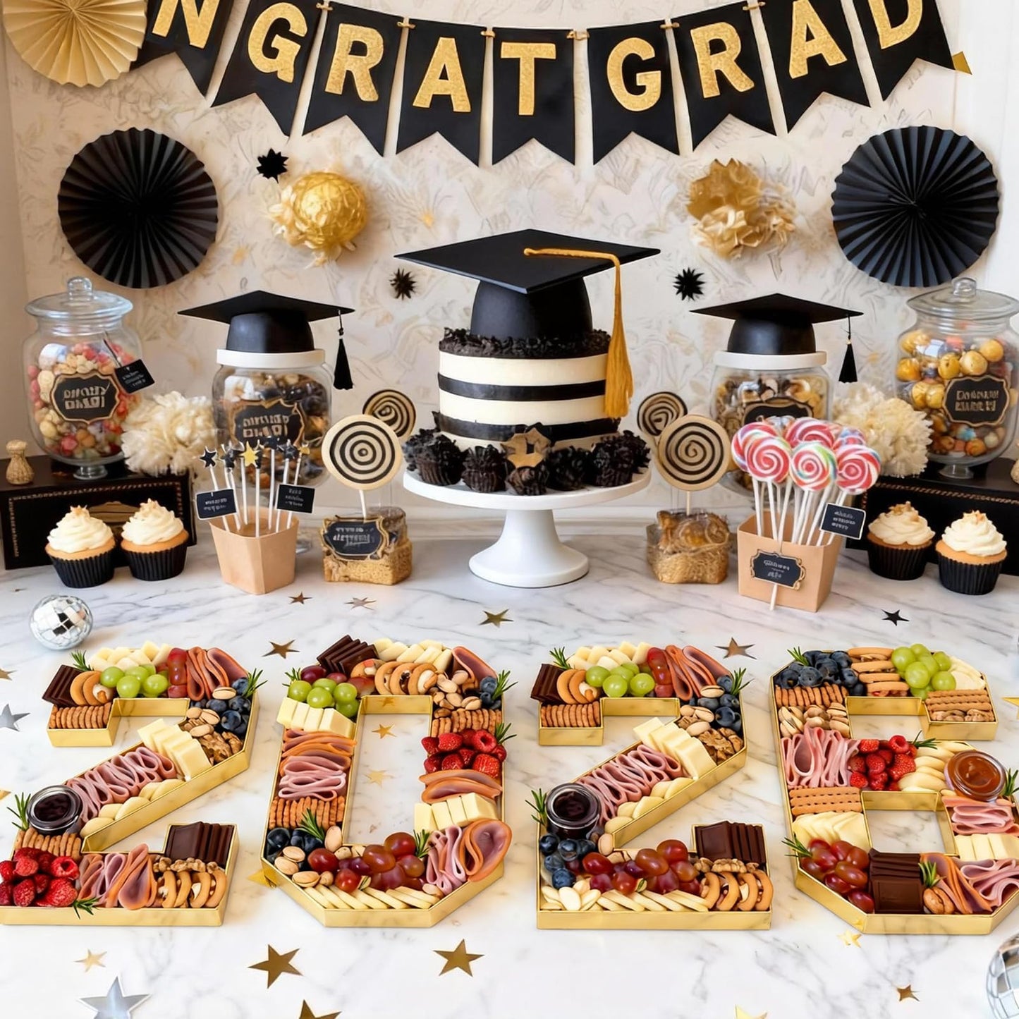Graduation Decorations Class of 2026-2026 Numbers Charcuterie Board Box - 10" Serving Paper Tray for Graduation Centerpieces - Table Decoration for Kindergarten Preschool College Party Supplies