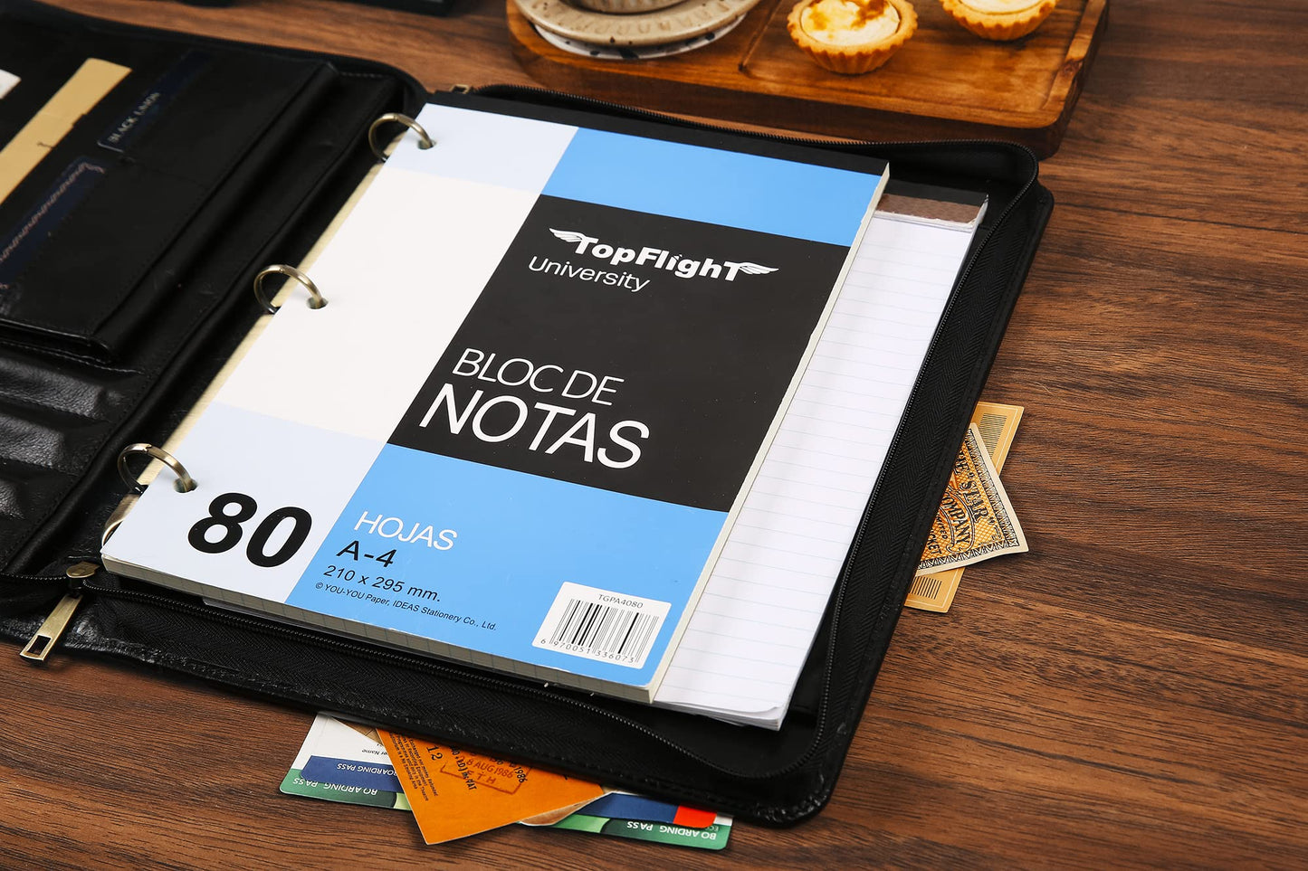 Handmade Leather Portfolio Binder - Leather Binder 3 Ring Portfolio Genuine Leather Business Padfolio, Personlized Legal Pad Folio Folder for Lefty & Righty - Oil Black