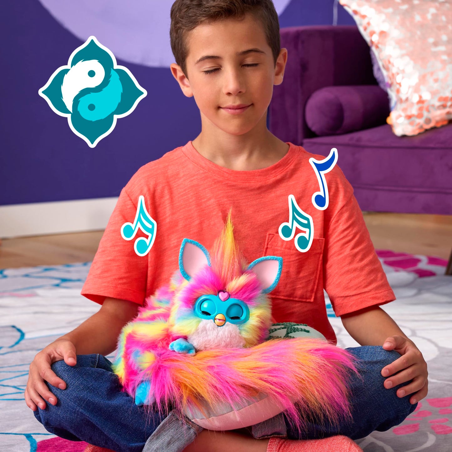 Furby DJ Furby Interactive Toy, Super Snuggly Rainbow Electronic Plush with Music, Lights, Motion, and Games, Speaks English and Furbish, 32 in/81 cm Long, Ages 6+ (English Version)
