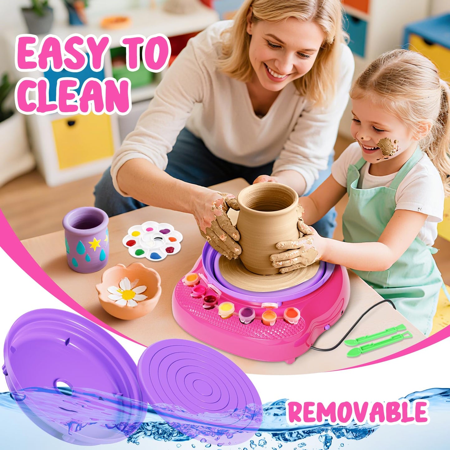Einailvk Pottery Wheel for Kids, Toys for Kids (Pink)