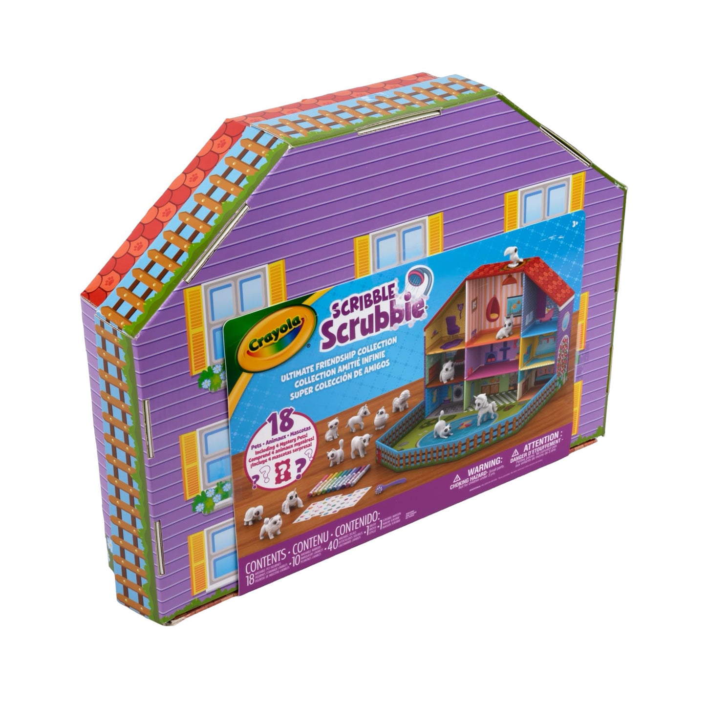 Crayola Scribble Scrubbie Pets Friendship Collection, 18 Pets and 10 Markers, with Display House, Arts and Crafts, Mystery Toys and Gifts for Kids, Ages 3+