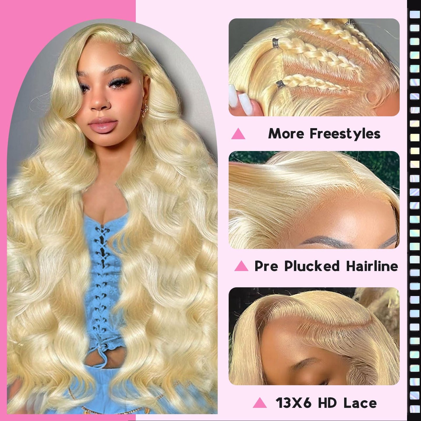 MIGURA 26 Inch 613 Lace Front Wig Human Hair 200 Density Blonde Body Wave Lace Front Wigs Human Hair Pre Plucked 613 HD Lace Frontal Wig 13x6 Blonde Wig Human Hair 613 Human Hair Wig