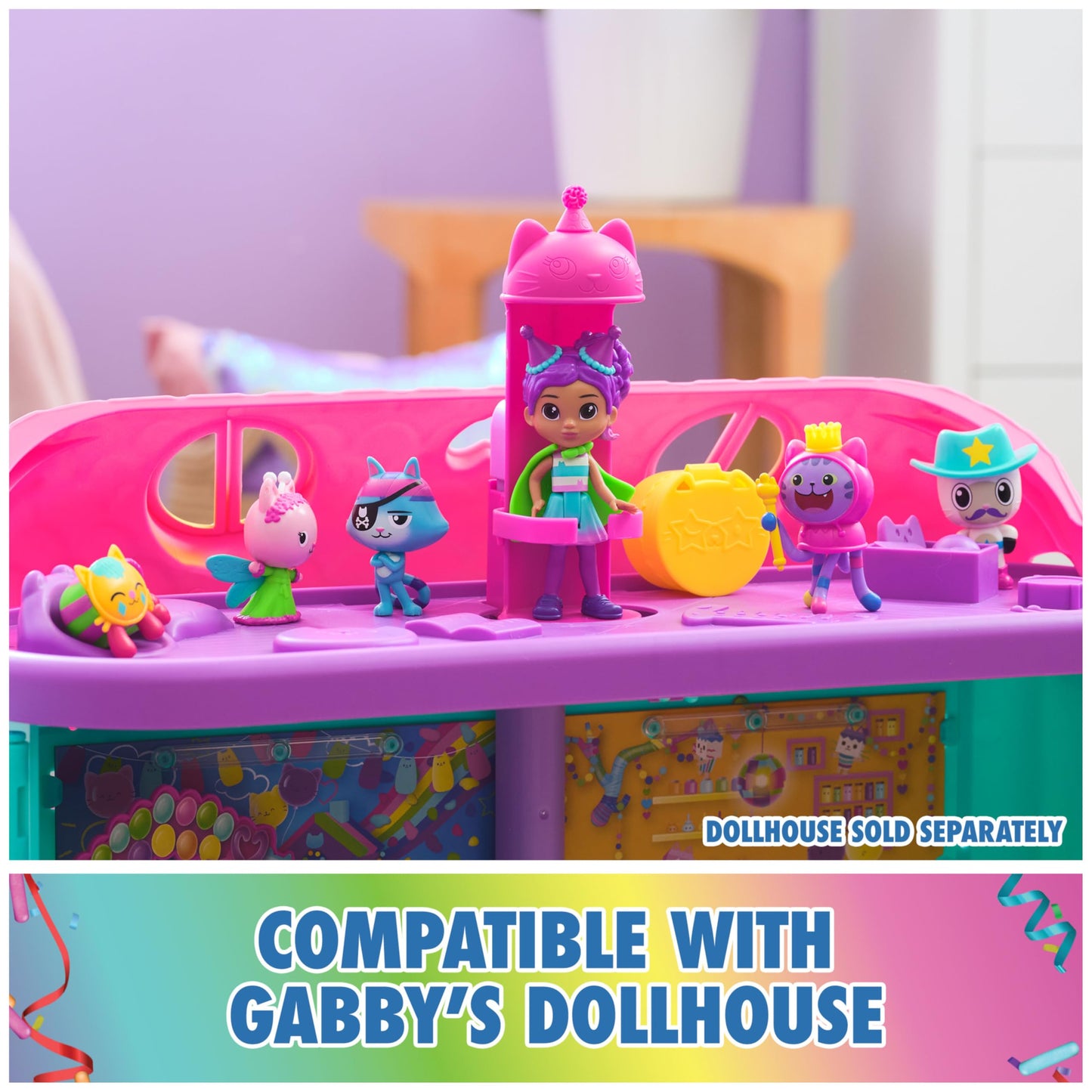 Gabby’s Dollhouse, Celebration Themed Figures with Gabby Girl, 5 Cat Toy Figures, Surprise Toys & Dollhouse Accessories, Kids Toys for Girls & Boys 3+