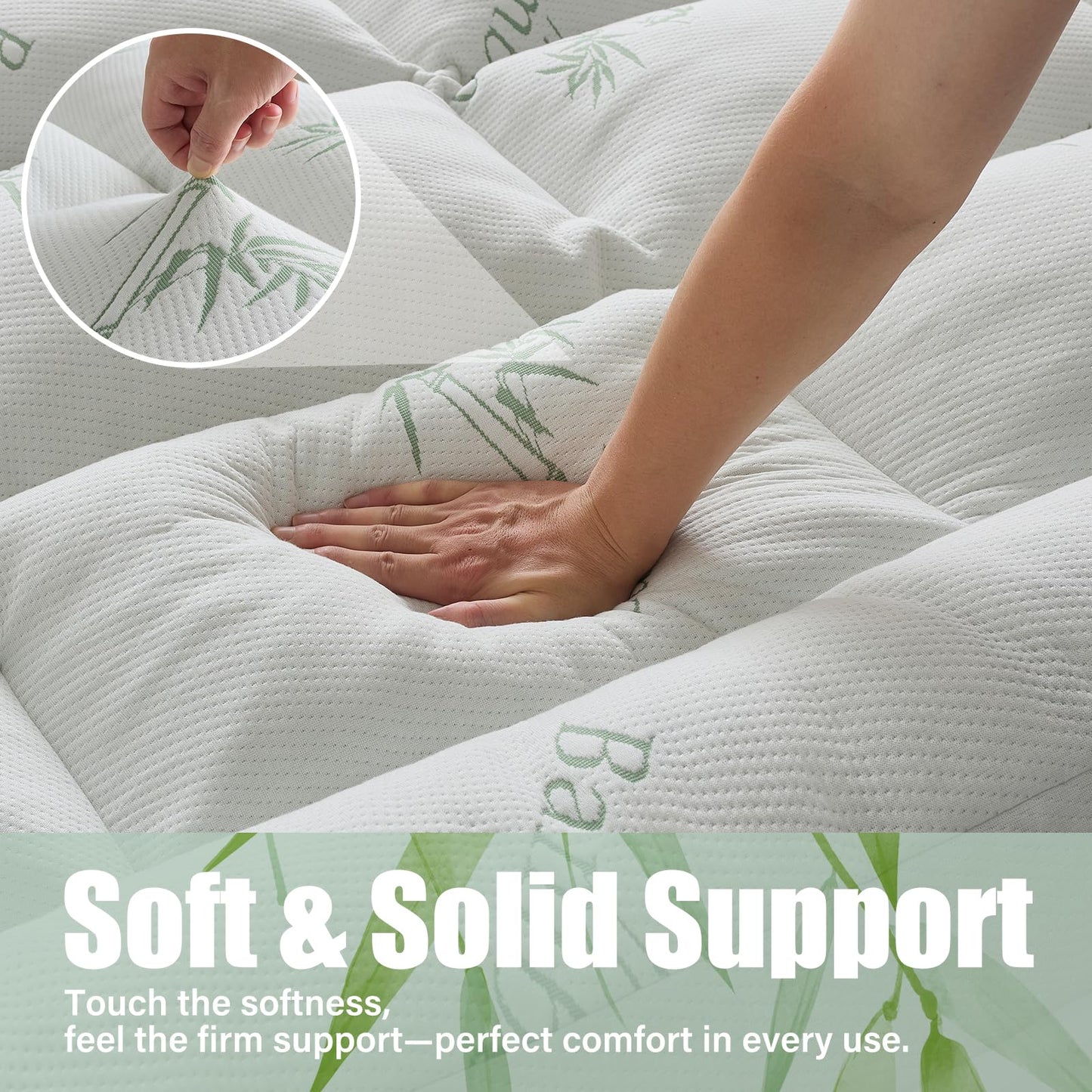 WhatsBedding 5 Inch Memory Foam Mattress Topper Twin Size for Back Pain Relief, with Cooling Breathable Bamboo Viscose Air Layer, Soft Pillow Top Mattress Topper, 75x39x5in