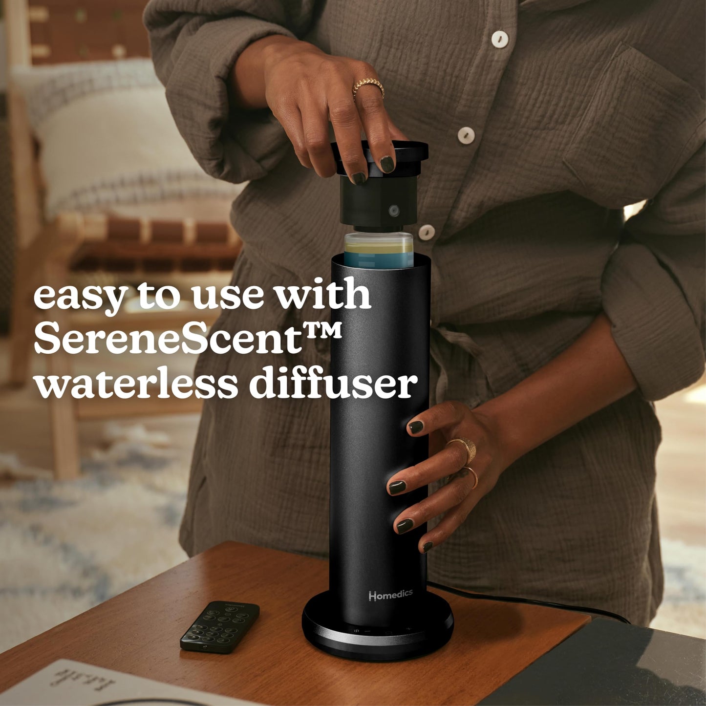 Homedics SereneScent Waterless Diffuser Oil Refill — Tokyo Tea (120ml). Clean, Safe, Bright & Refreshing Hotel-Inspired Home Fragrance. Compatible with SereneScent Diffusers. Easy Twist Plug & Play