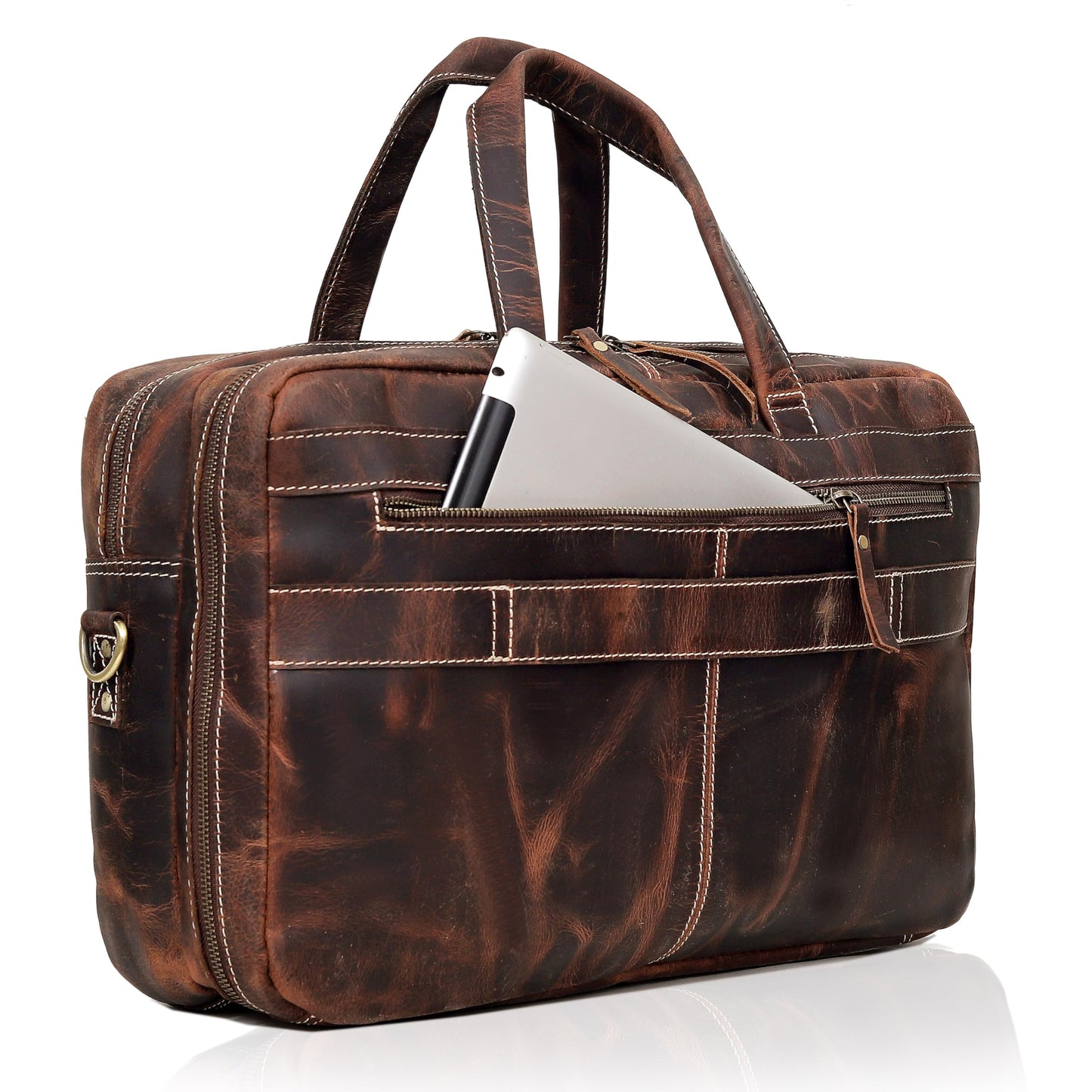 Full Grain italian Leather Briefcase for Men, Top Choice Gifts, Handcrafted Laptop Bag with Multiple Compartments Bags