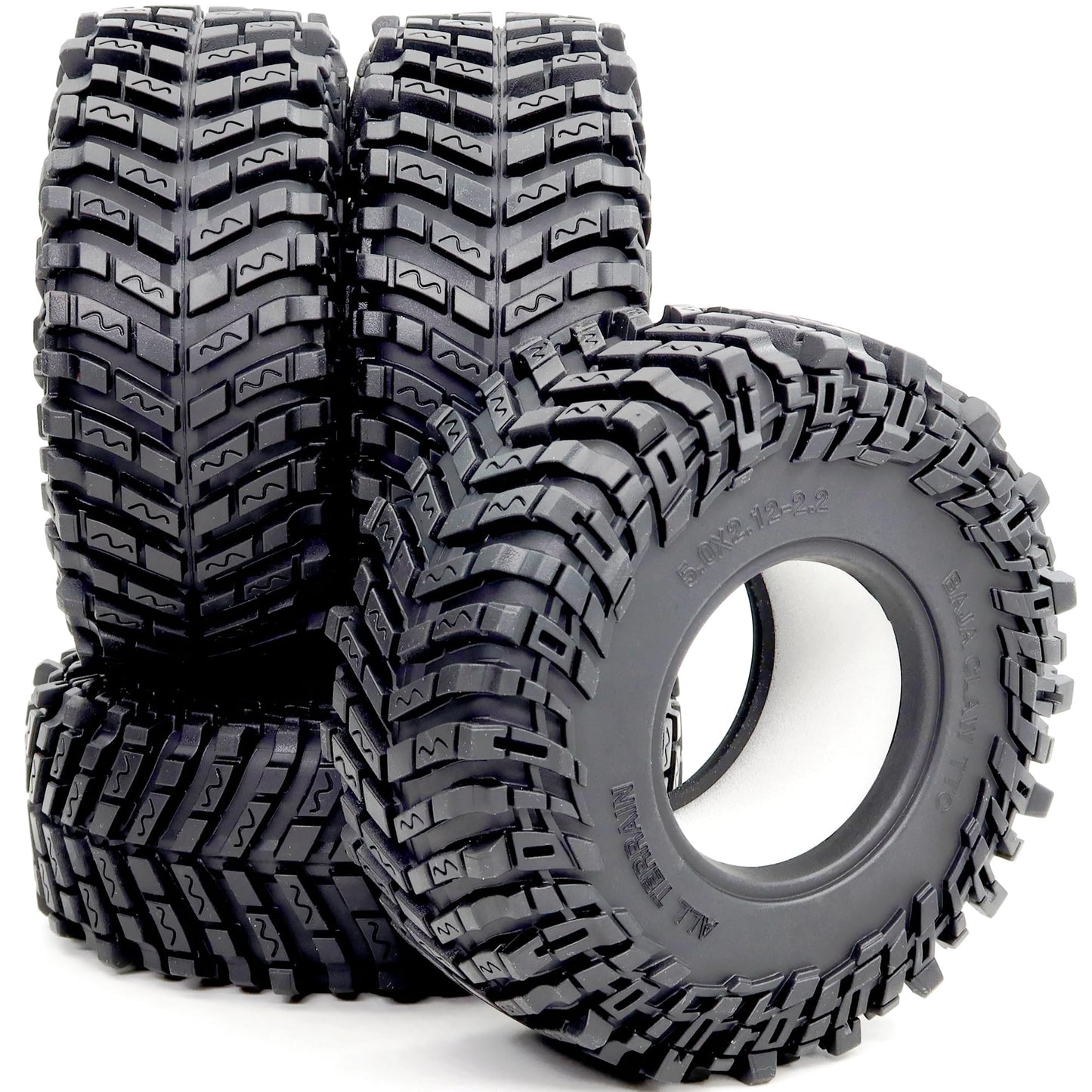 HOBBYSOUL 4pcs RC 2.2 Crawler Tires Soft Sticky 127mm/5.0inch Tall 2.2 Tires Tyres for 1/10 Axial Wraith Axial Yeti/Traxxas TRX4 AMG 6x6 / redcat Everest 10