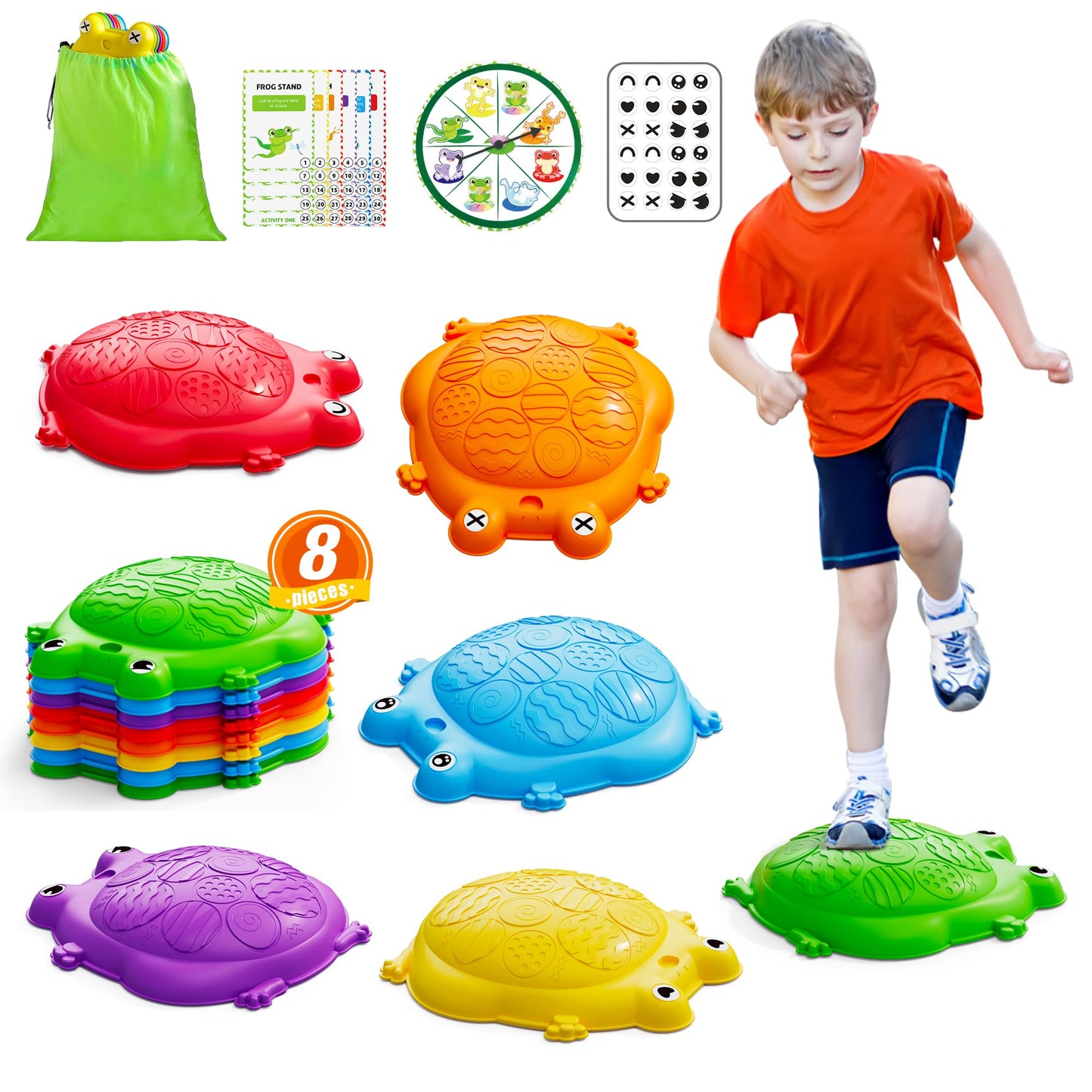HYES Stepping Stones for Kids, 8PCS Non-Slip Toddler Balance Steps Stones, Obstacle Courses Sensory Toys, Coordination Game Gift for Boys Girls Indoor Outdoor Play