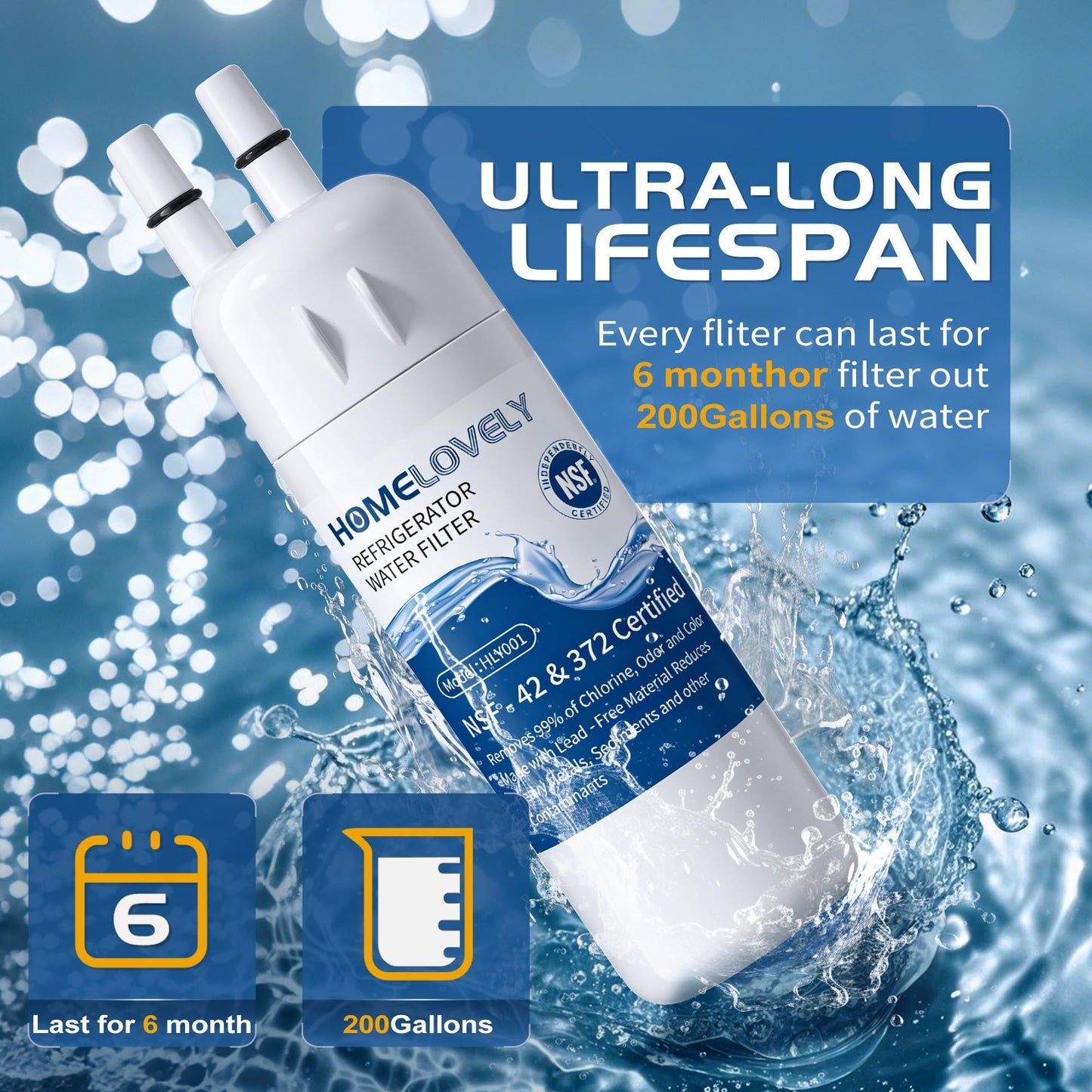 Filter 1 Replacement for Whirlpool WRS325SDHZ, WRS321SDHZ, WRS588FIHZ04, WRS321SDHZ13, WRS325FDAM04, WRS571CIHZ04, WRS315SDHZ08, WRS325SDHZ13, WRS315SDHM13, WRS321SDHZ08, WRS325SDHZ08, 3 PACK