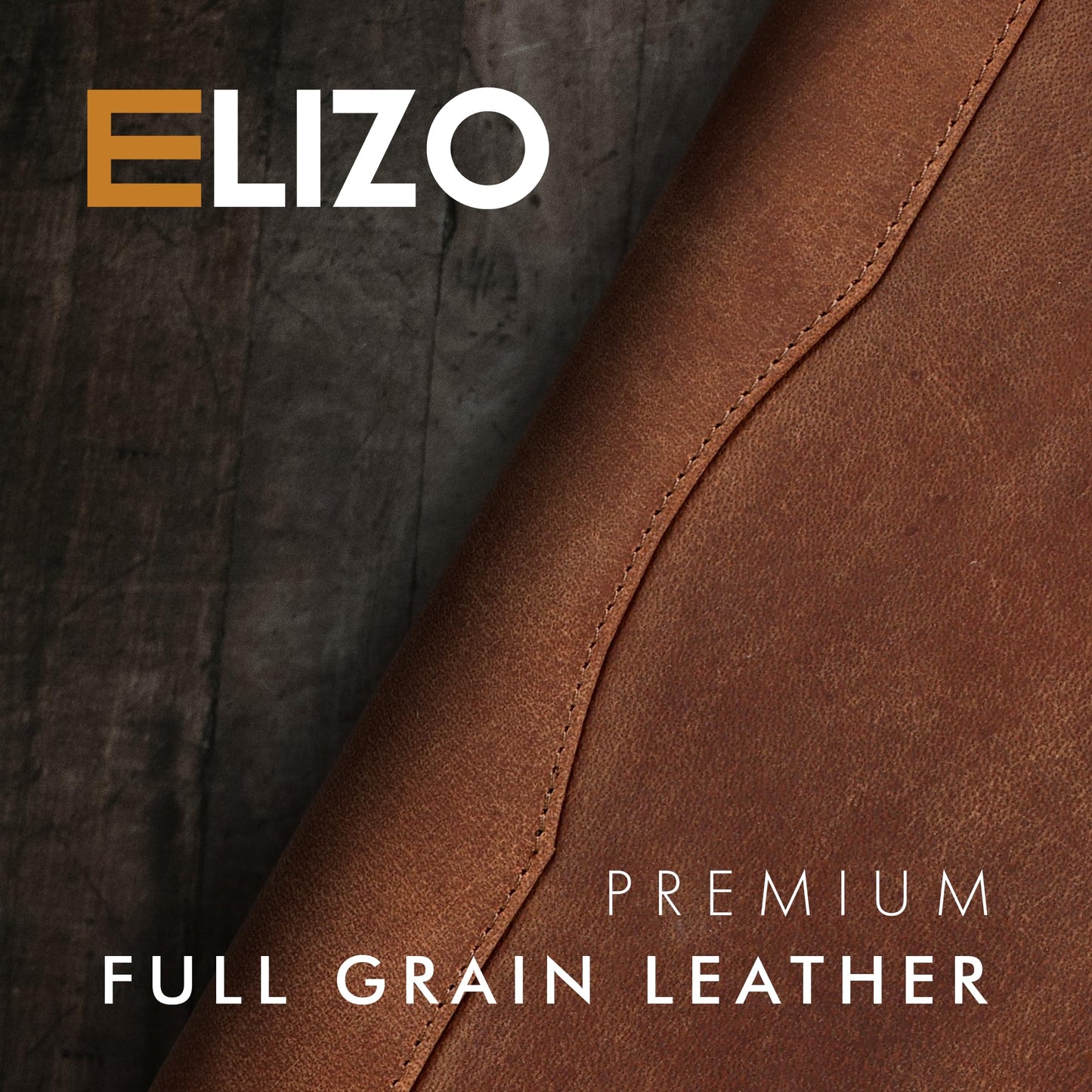 ELIZO Leather Portfolio Padfolio Leather Binder Folder for Men and Women Professional Business Portfolio Organizer Men and Women Saddle Letter Strap