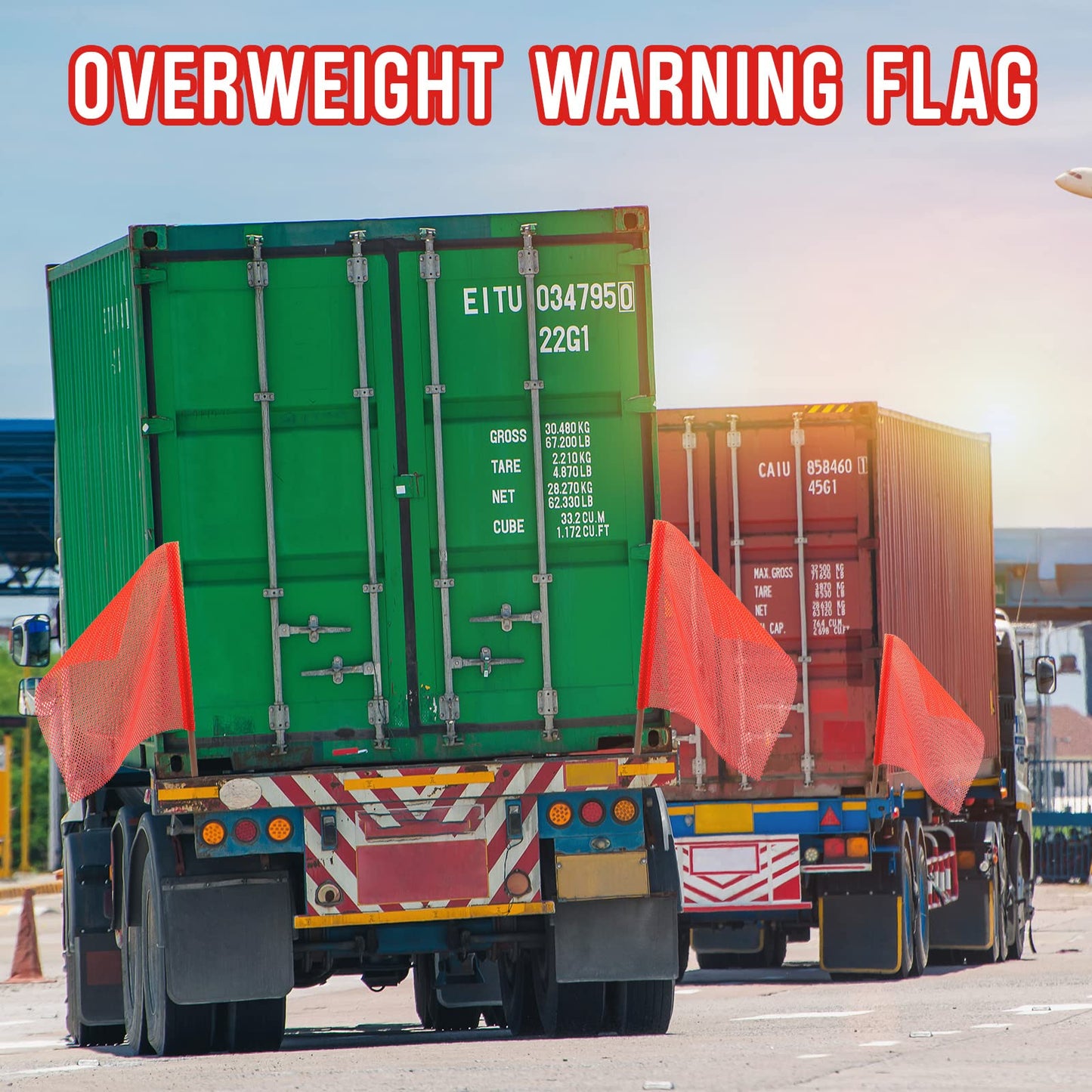 Jecery 12 Packs 18 x 18 Inch Safety Flag Warning Flags Mesh Oversize Load Flags Wide Load Signs with 35.4 Inch Wooden Dowel for Trucks Trailer and Pedestrian Crossings (Orange,Classic)