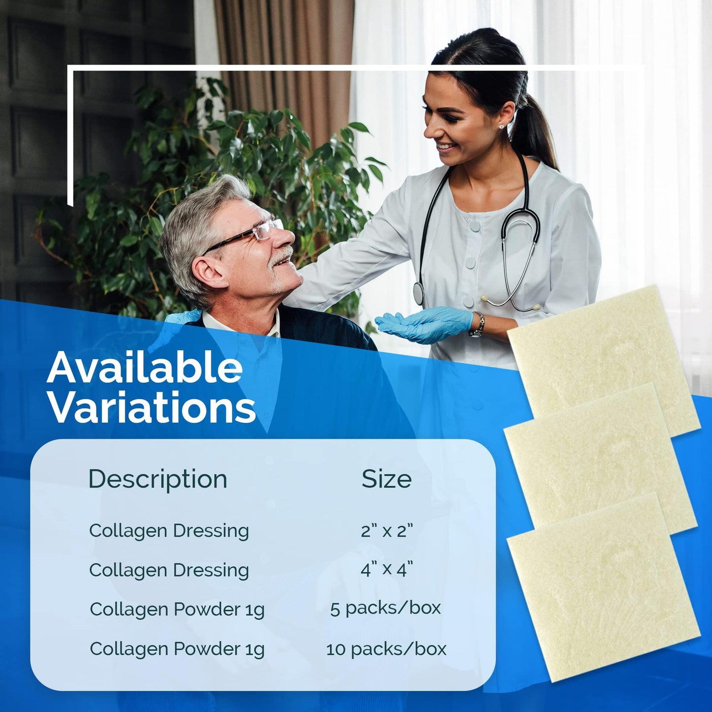 Simpurity Collagen Dressing Pads - 4" x 4" 5 Count Collagen Pads for Wounds - Non-Adherent Collagen Dressing for Wound Care - Safe n' Simple Wound Care Supplies