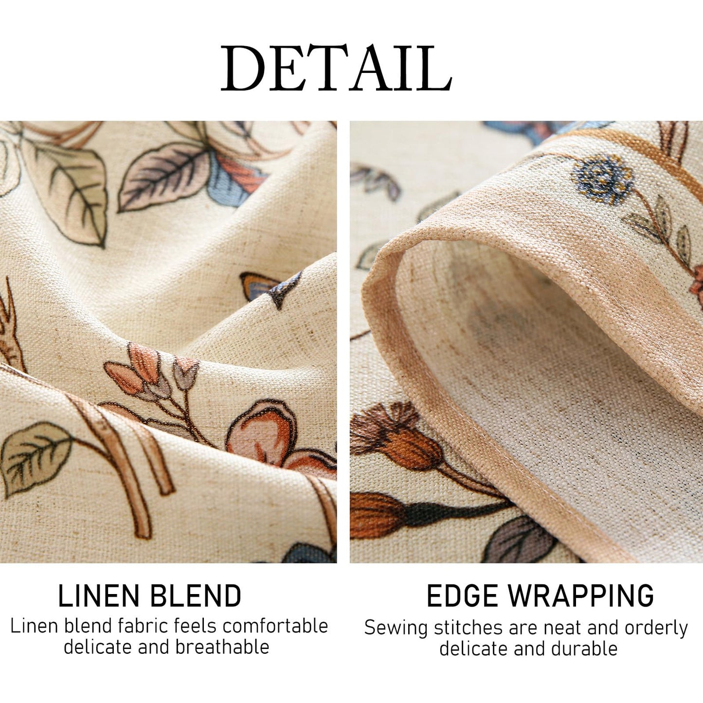 ISAENNE French Tablecloth for Rectangle Tables,Linen Table Cloth with Flowers and Birds Pattern,Heavy Durable Table Cover for Dining Thanksgiving Kitchen Decor Party Banquet Christmas,63"*110"