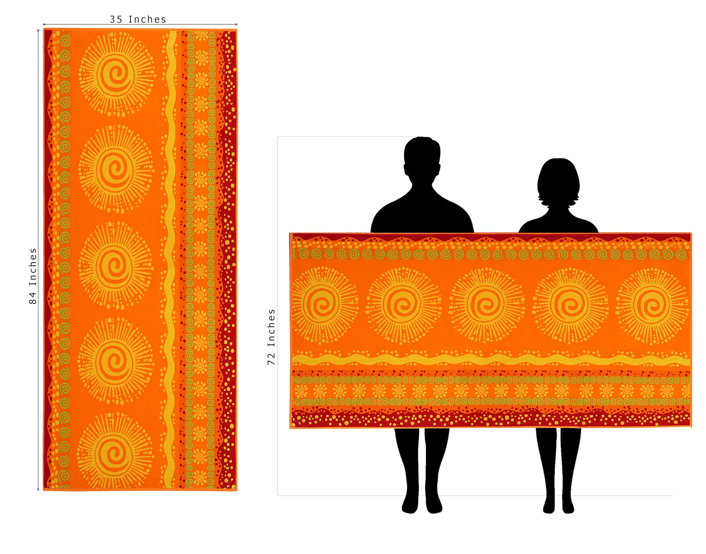 COTTON CRAFT Oversized Beach Towels - 2 Pack XXL 35x84 - The Big Kahuna 7 Foot Extra Large Beach Blanket Towel - Big & Tall - 100% Cotton Jacquard Velour Soft Luxury Towel - Sunshine Orange Yellow