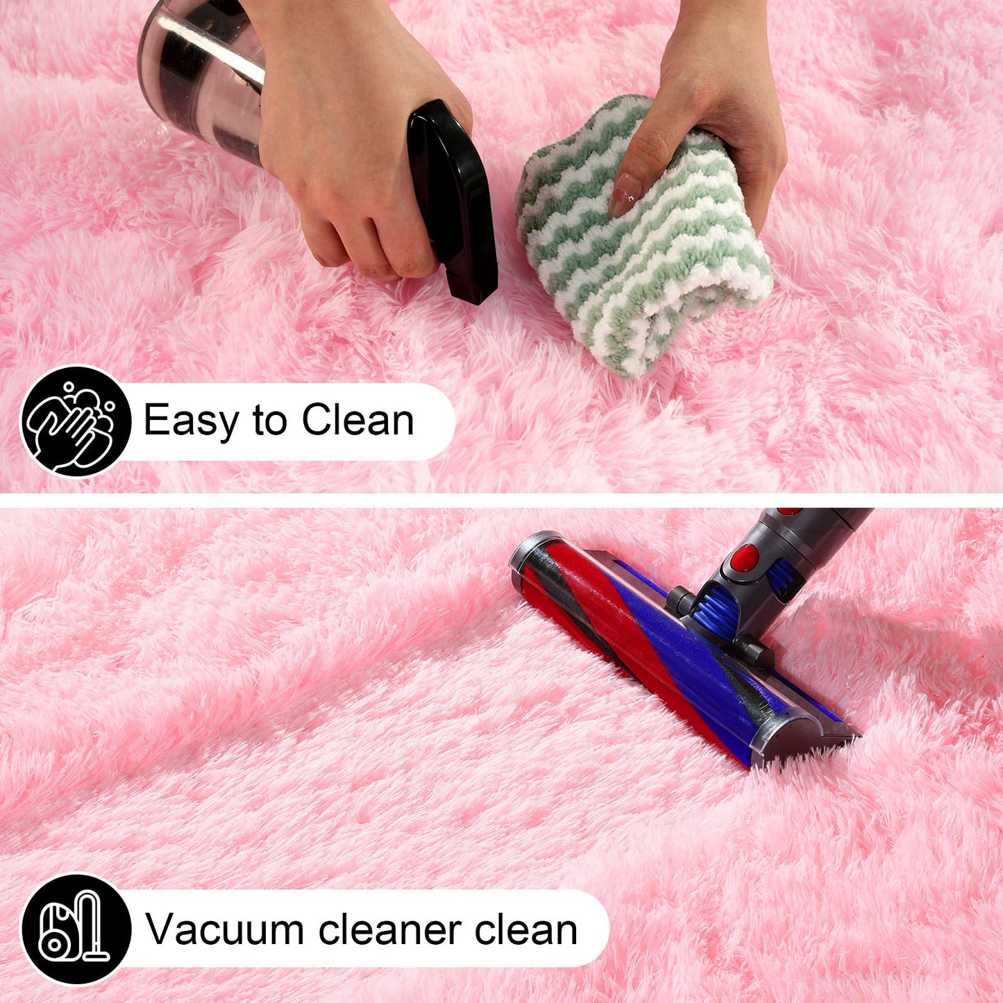 Ehayx 8x10 Area Rugs for Living Room, Large Fluffy Pink Rugs for Bedroom, Fuzzy Shag Soft Non-Slip Carpet for Kids Girls and Boys Nursery Dorm Indoor Room Home Decor (8ft X 10ft, Pink)