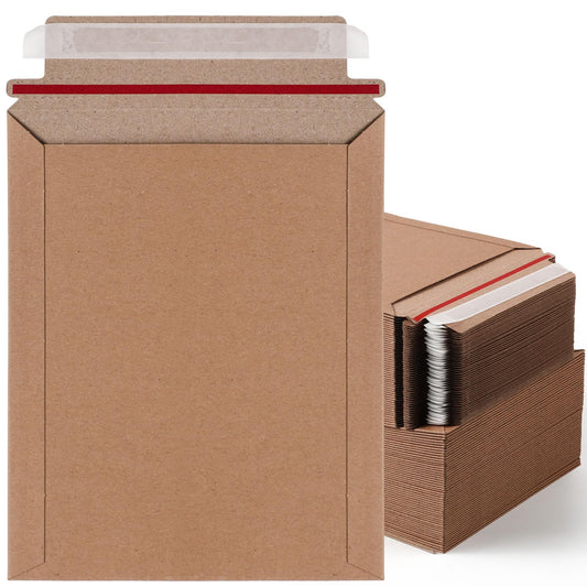 Fainne 7 x 9 Inch Rigid Mailers Kraft Cardboard Envelope Bulk Self Adhesive Flat Shipping Bag for Office Mailing Document Photo Letters Packaging Supplies(Kraft Color,200 Pcs)