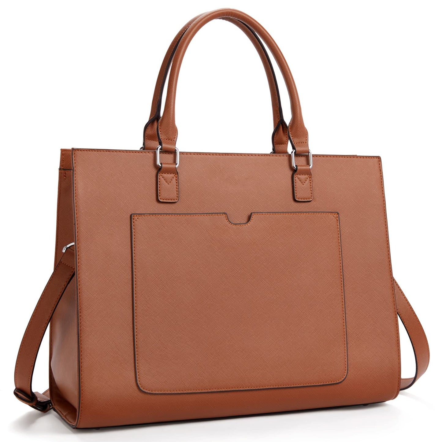 BROMEN Womens Briefcase Leather 15.6 inch Laptop Shoulder Bag Business Tote Handbag Brown