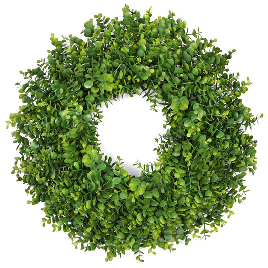 26 Inch Large Greenery Eucalyptus Boxwood Wreaths Artificial Easter Summer Spring Wreaths for Front Door Outdoor All Season Spring Decorations for Home Porch Room Window Wall Farmhouse Decor(Green)