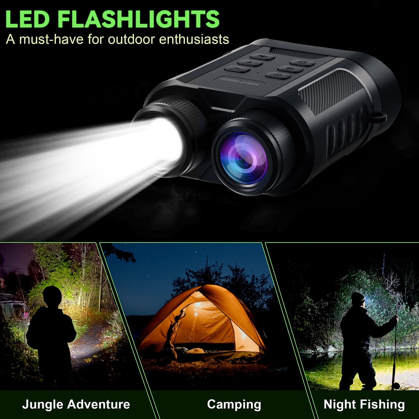 Valentines Day Gifts & Night Vision Goggles - 5W Upgraded 4K HD IR Binoculars - 8X Digital Zoom/Rechargeable Battery/32GB Card/Flashlight, Camping Exploration Gifts for Men Dad Husband Boy Friend