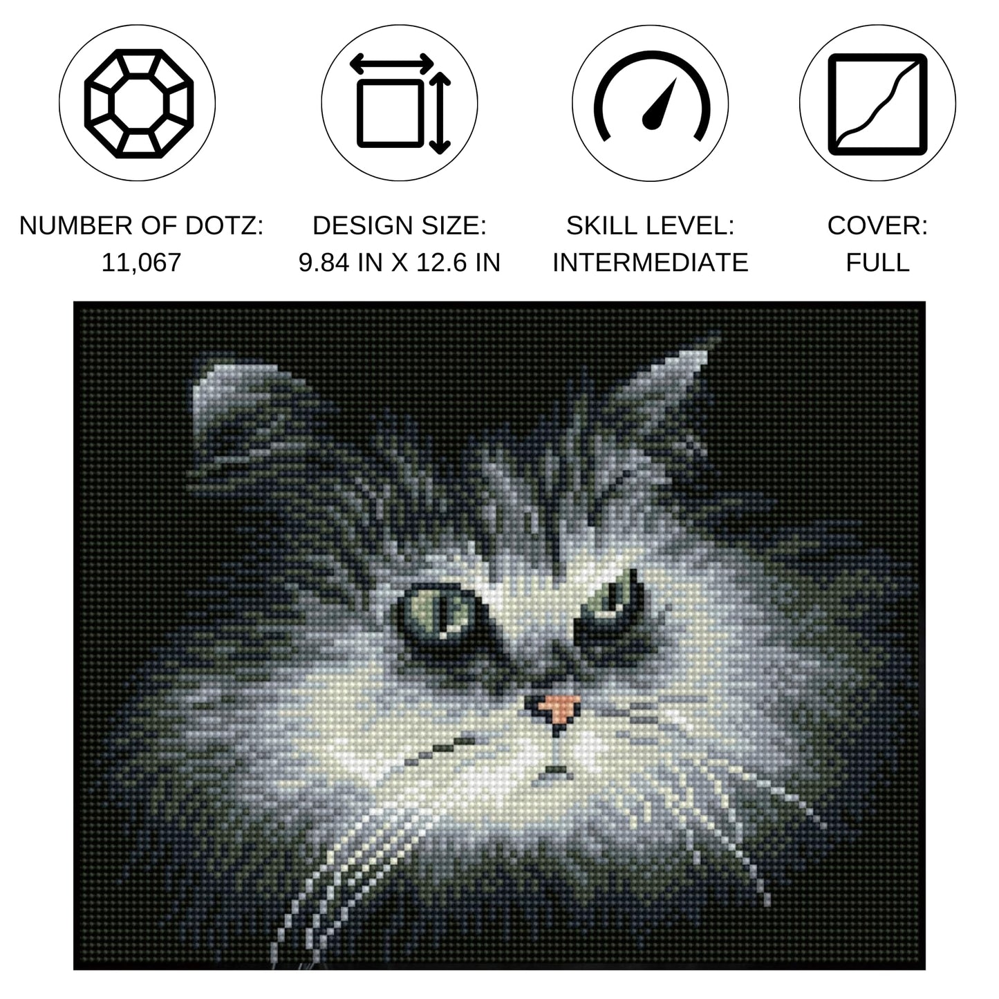 Diamond Dotz Square Diamond Facet Art Kit 9.8"X12.6"-Shadow Cat -DQ7002