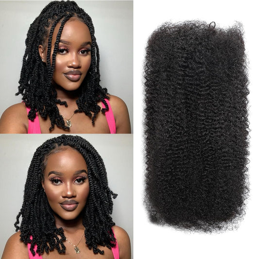 Beauty Youth Afro Kinkys Bulk Human Hair(18 Inch) 35g/Pack, Braiding Hair for Dreadlocks, Loc Repair, Twists, Dreadlock Extensions Black