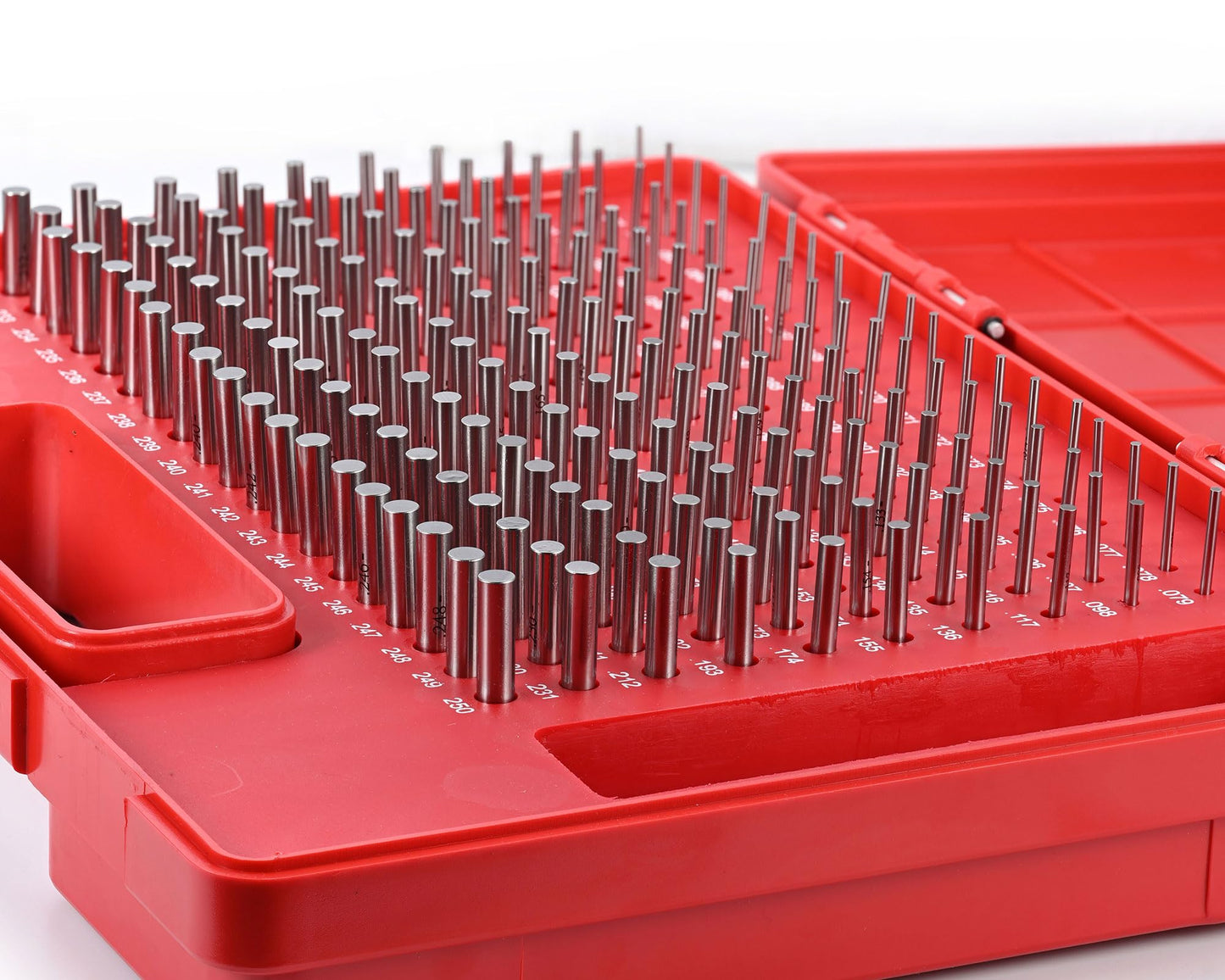 Pin Gauges, Pin Gage Set, M1(0.061”-0.250”)190pcs, Minus, Class ZZ, with Storage Case