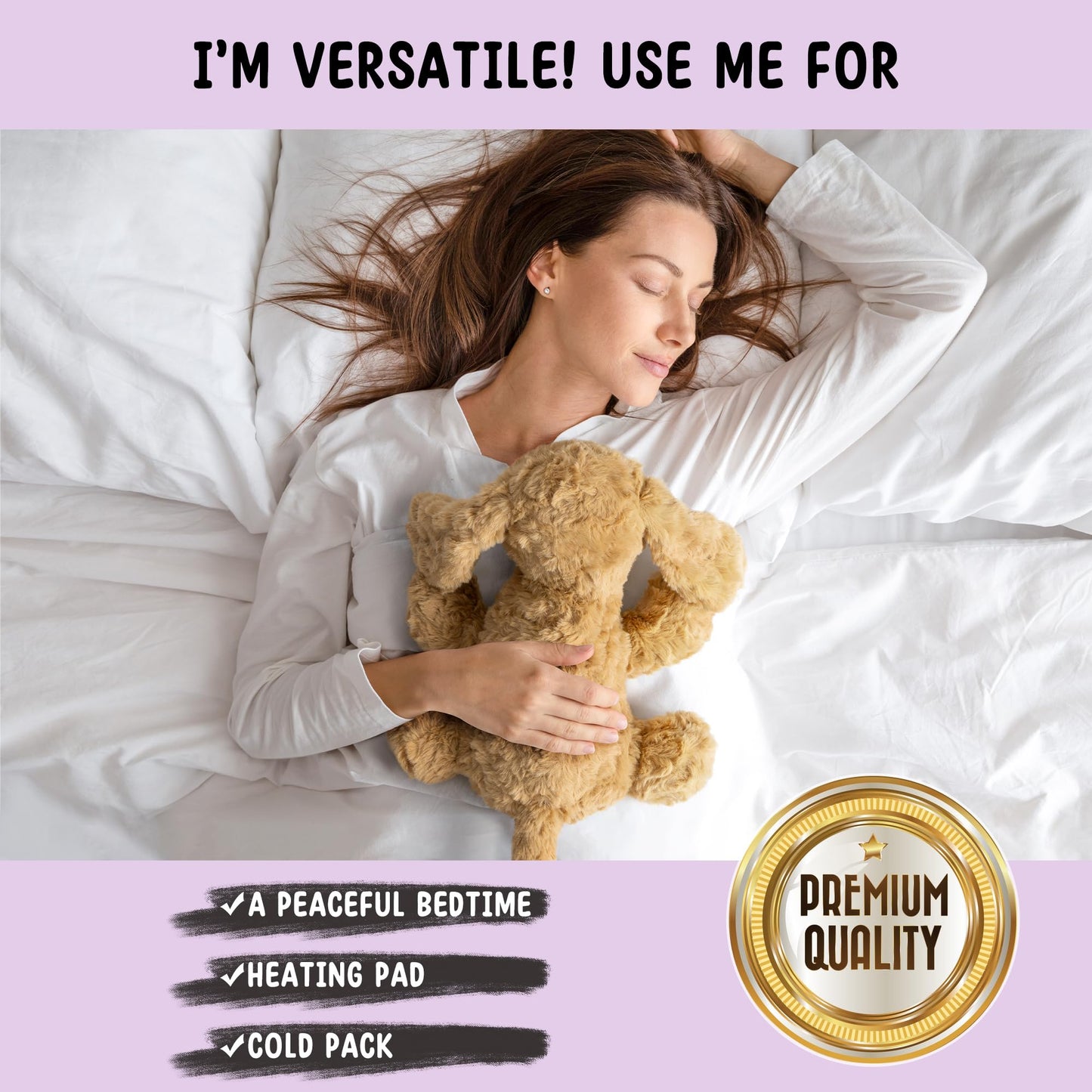 Happy Fuel Poodle Dog Microwavable & Weighted Stuffed Animals -1.5Lbs Unscented Heating Pad for Period Cramps Pain Relief and Anxiety, Cute Goldendoodle Plush Toys Gifts for Women Girls and Kids